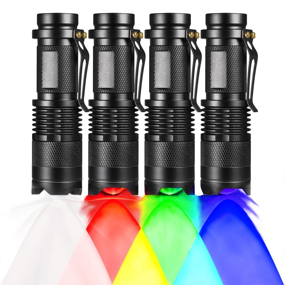 4 Color Light Single Mode Red Green Blue Cool White Light Flashlight for Night Observation