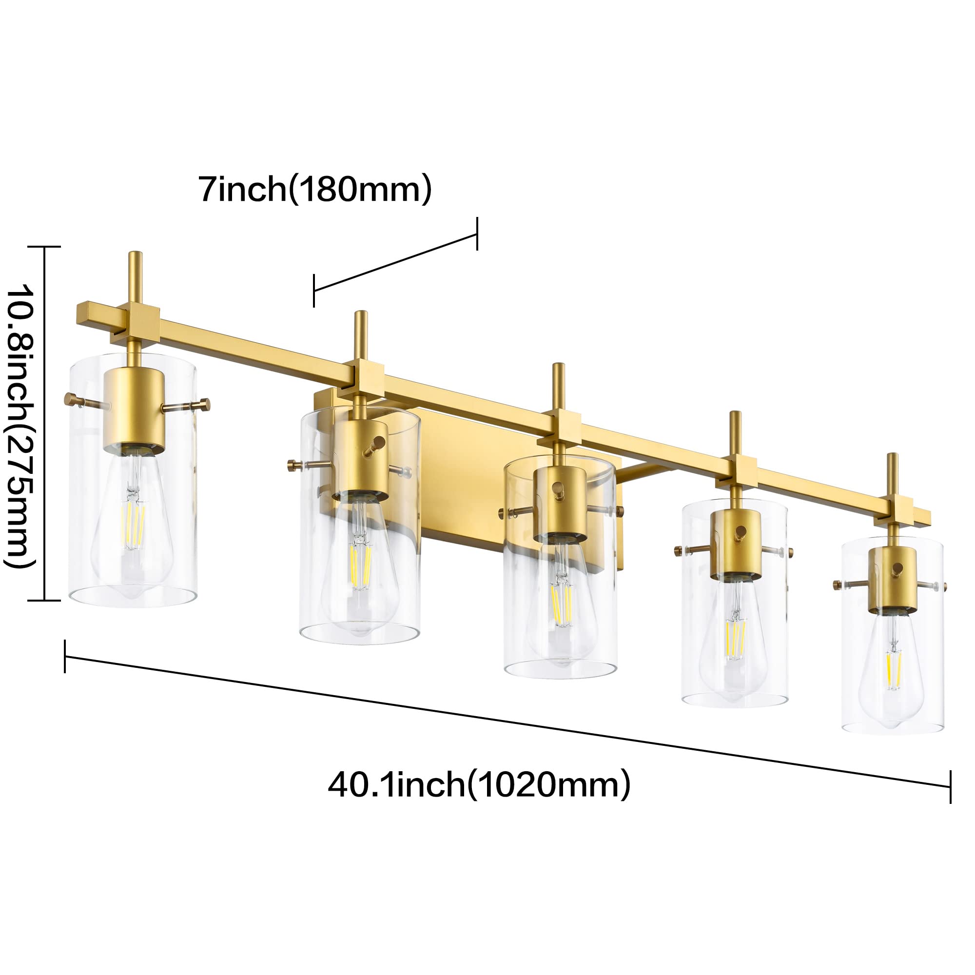 Solfart Gold Vanity Light Fixtures Bathroom Lighting Over Mirror Wall Lights 5 Lights Bathroom Light
