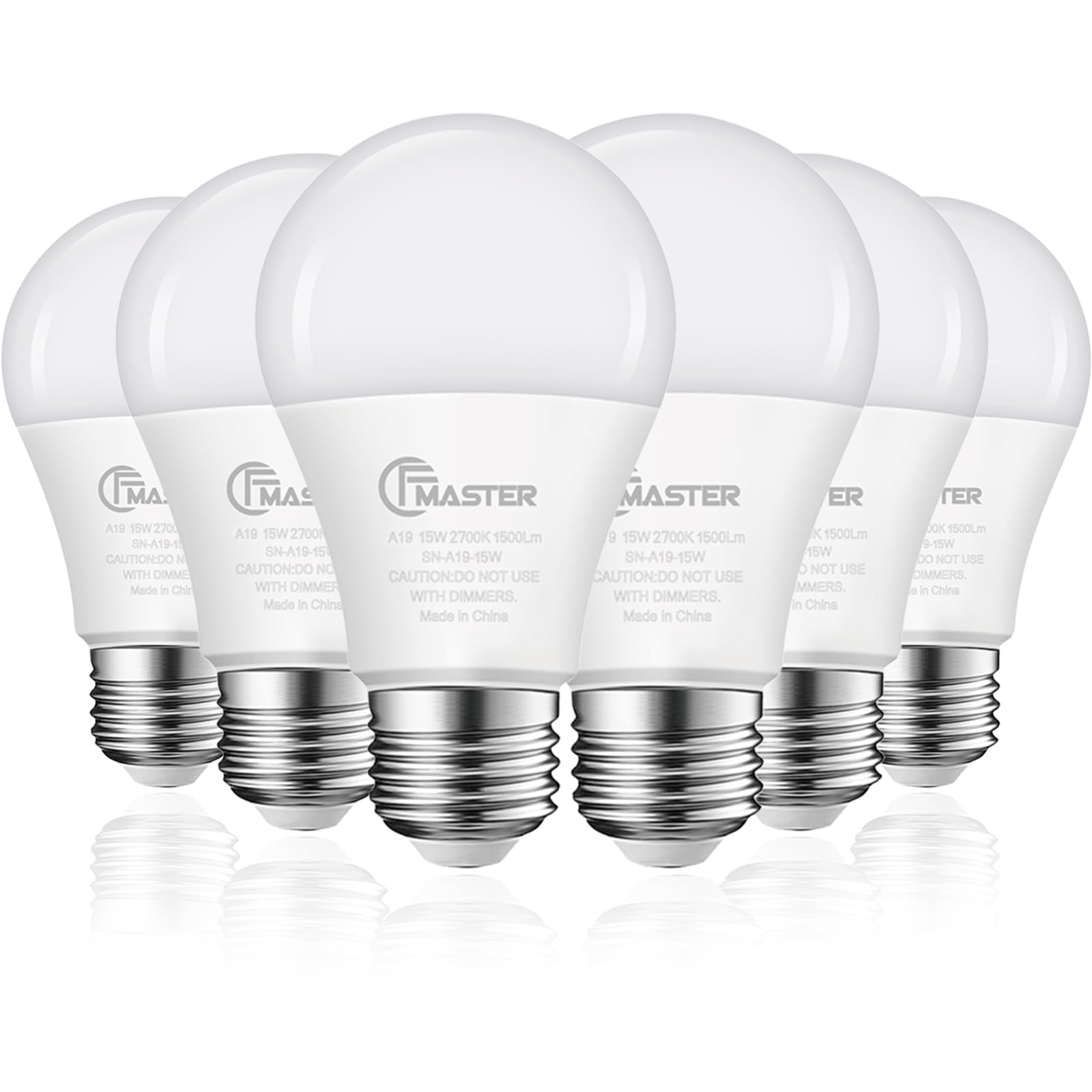 Jiangsiling A19 Led Light Bulb, 100W Equivalent Light Bulbs, 15W 2700K Warm White, 1500 Lumens, Non-Dimmable Led Bulb, E26 Stand