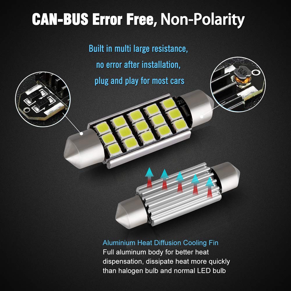 Brishine 4Pcs 578 211-2 Led Bulbs, Super Bright Canbus Error Free 41Mm 42Mm 1.72    Festoon 212-2 569 Led Bulbs For Interior Dom