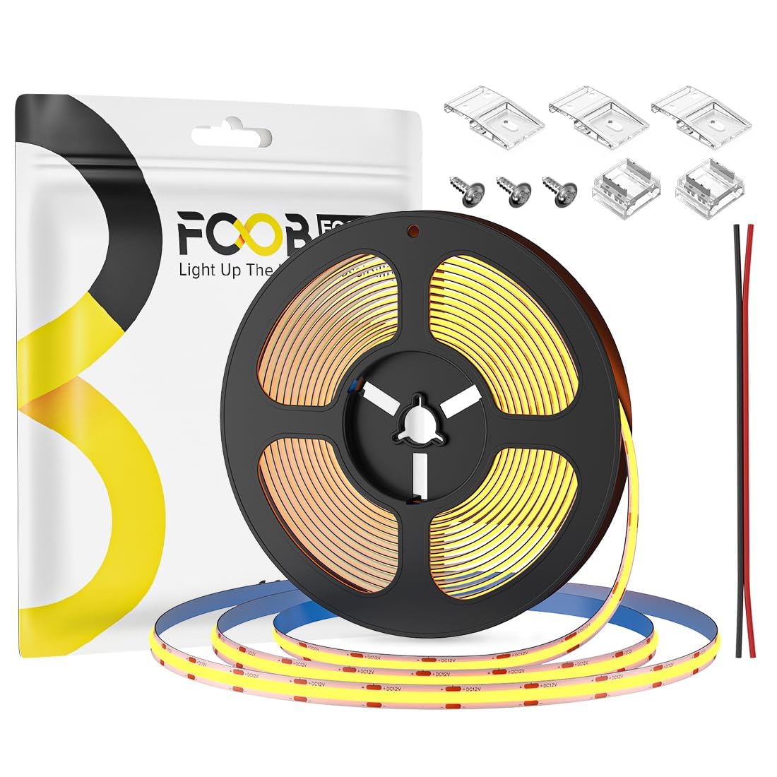 FCOB 16.4FT COB LED Strip Lights Dimmable DC 12V 480 LEDs/m Warm White 2700K, Flexible Cuttable for Home Decor