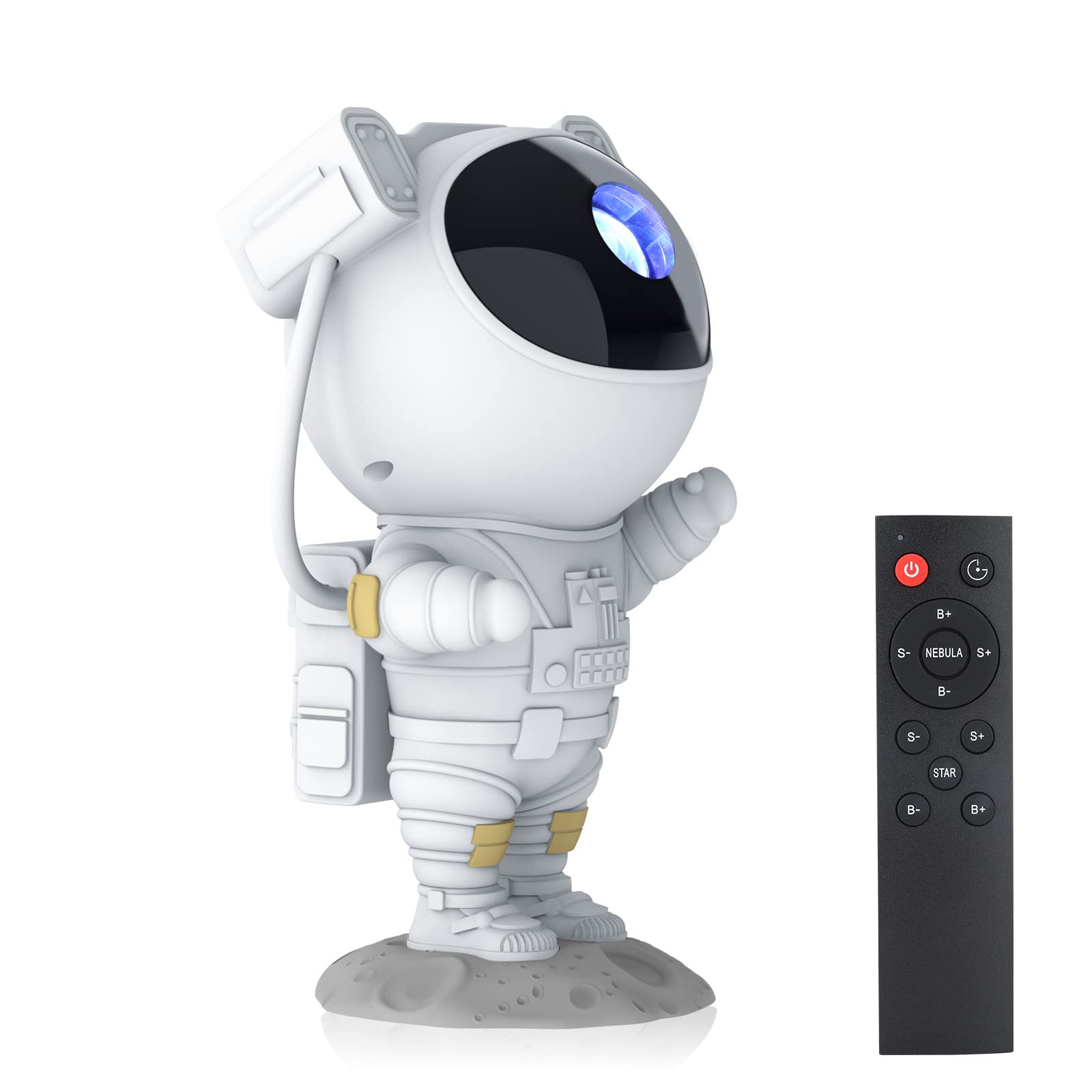 Hiya-Naya Astronaut Star Projector Light, 360° Adjustable, Remote Control, Timer - White