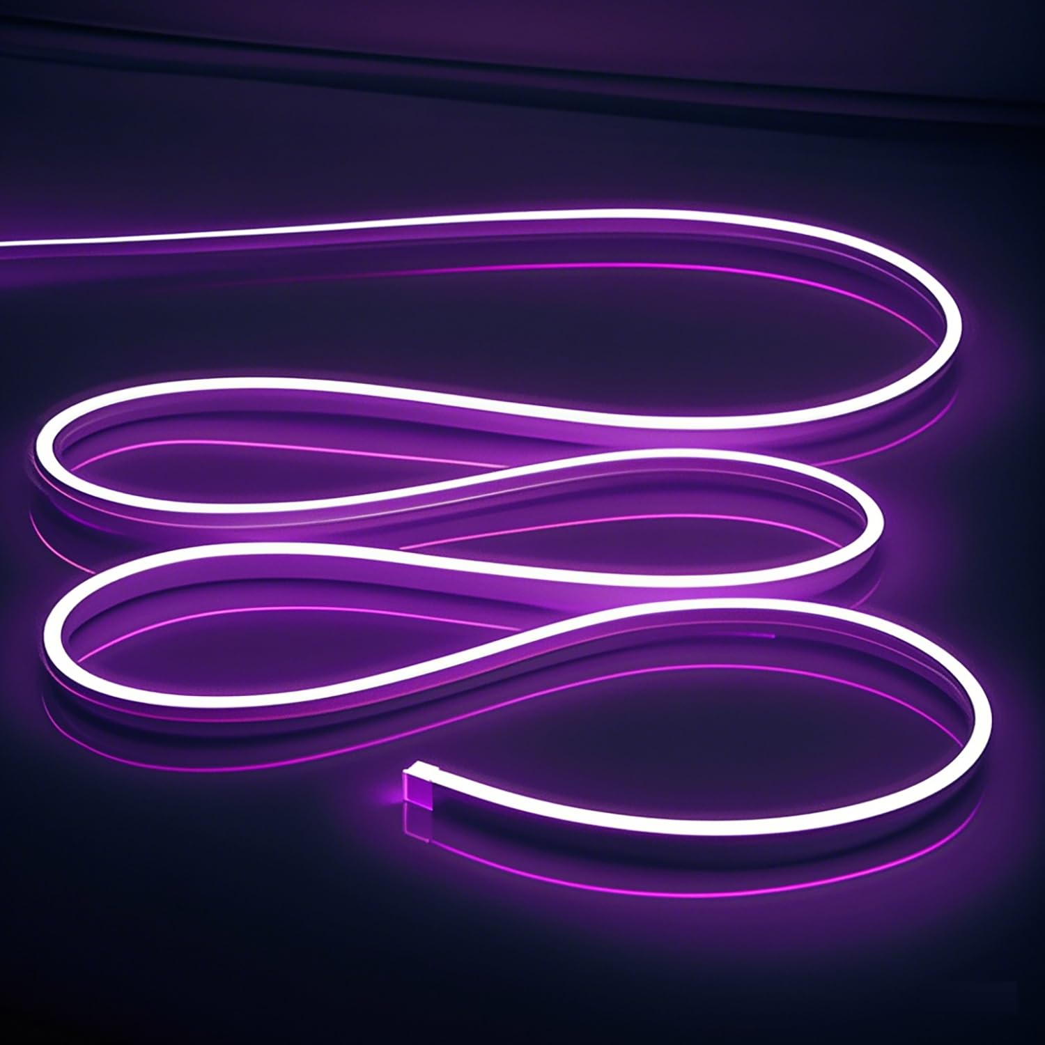 OWOFYDR LED Neon Lights Flexible Purple 16.4FT/5M 12V DC Waterproof Flexible LED NEON Light for Indoors Outdoors Decorm [Power A