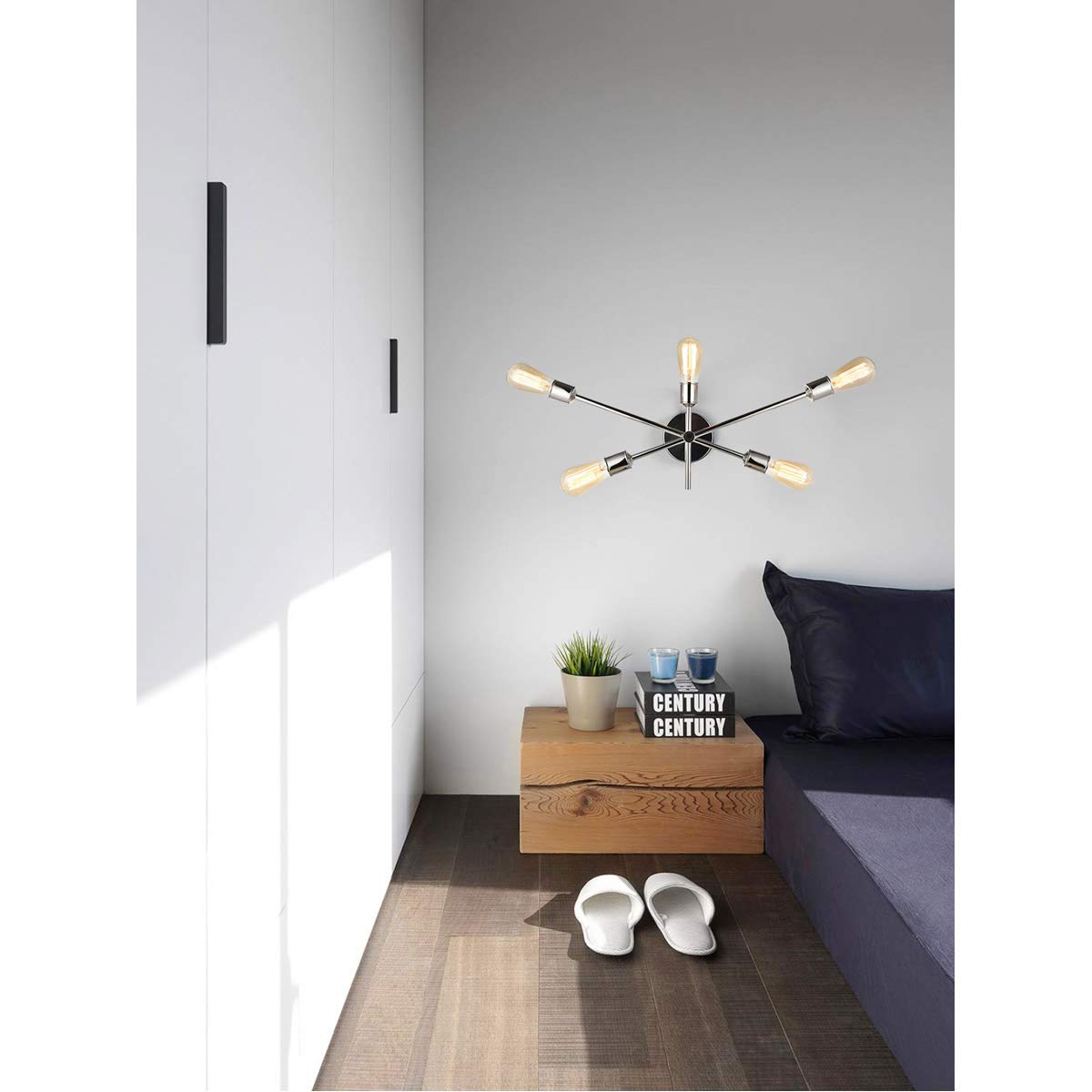 Living District Axel 5-Light Metal Wall Sconce in Polished Nickel