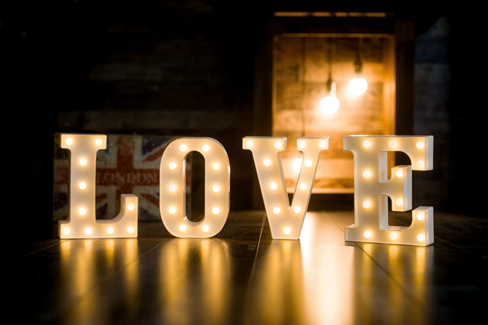 Foaky Led Letter Lights Sign Light Up Letters Sign For Night Light Wedding/Birthday Party Battery Powered Christmas Lamp Home Bar Decoration(U)