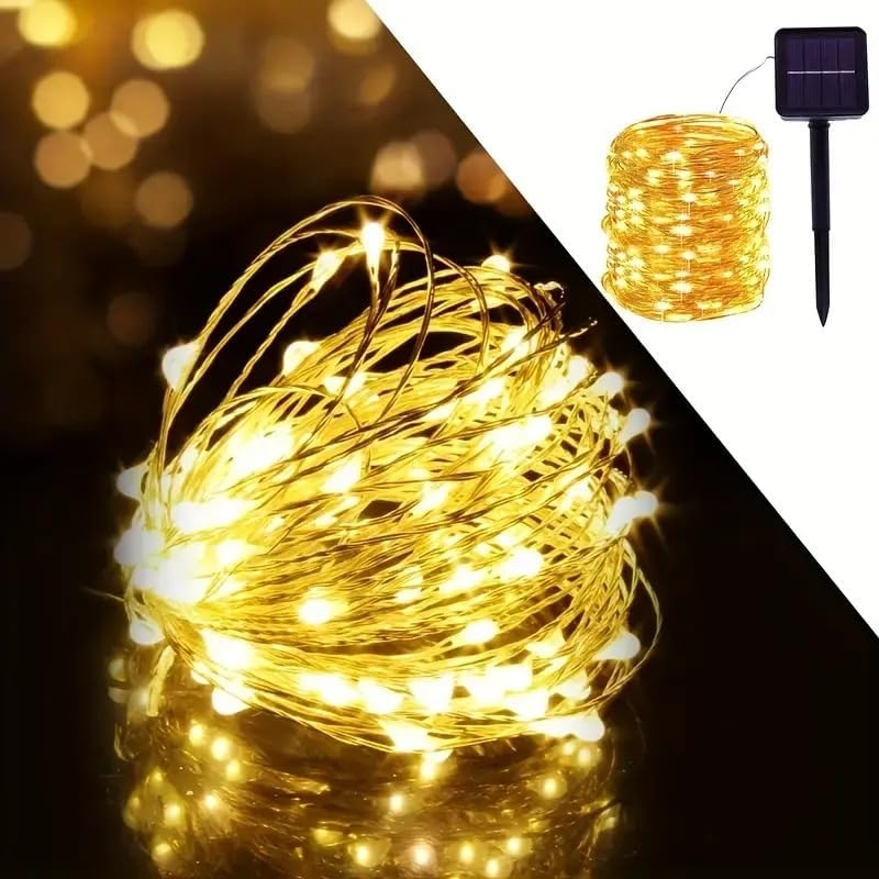 AERYS Solar Fairy String Light 200 LEDs 20m Inbuilt Rechargable Batery IP65 Waterproof 8 Mode Copper Wire for Indoor Outdoor Gar