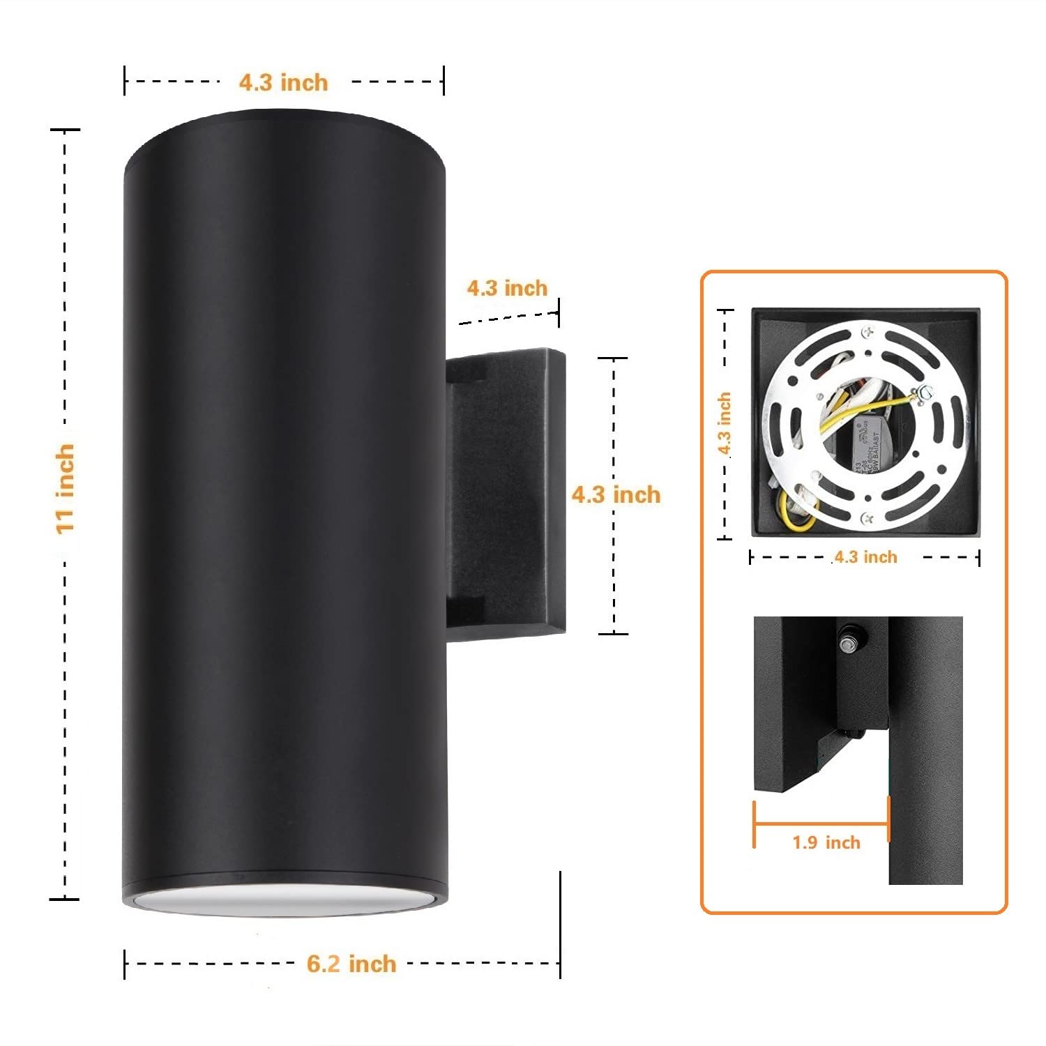 Zuukole Outdoor Wall Light, Exterior Lighting With Dusk To Dawn Sensor - 2 Light Bulbs Included, Aluminum Waterproof Wall Mount