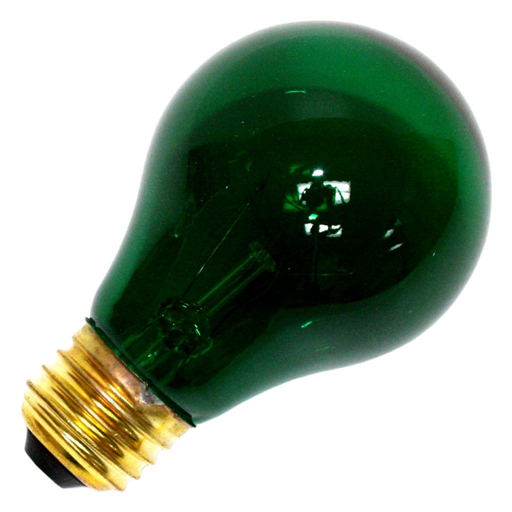 Forum Novelties 62669 Transparent Green Bulbrite 105425 25W A19 Bulb, 25 Watt