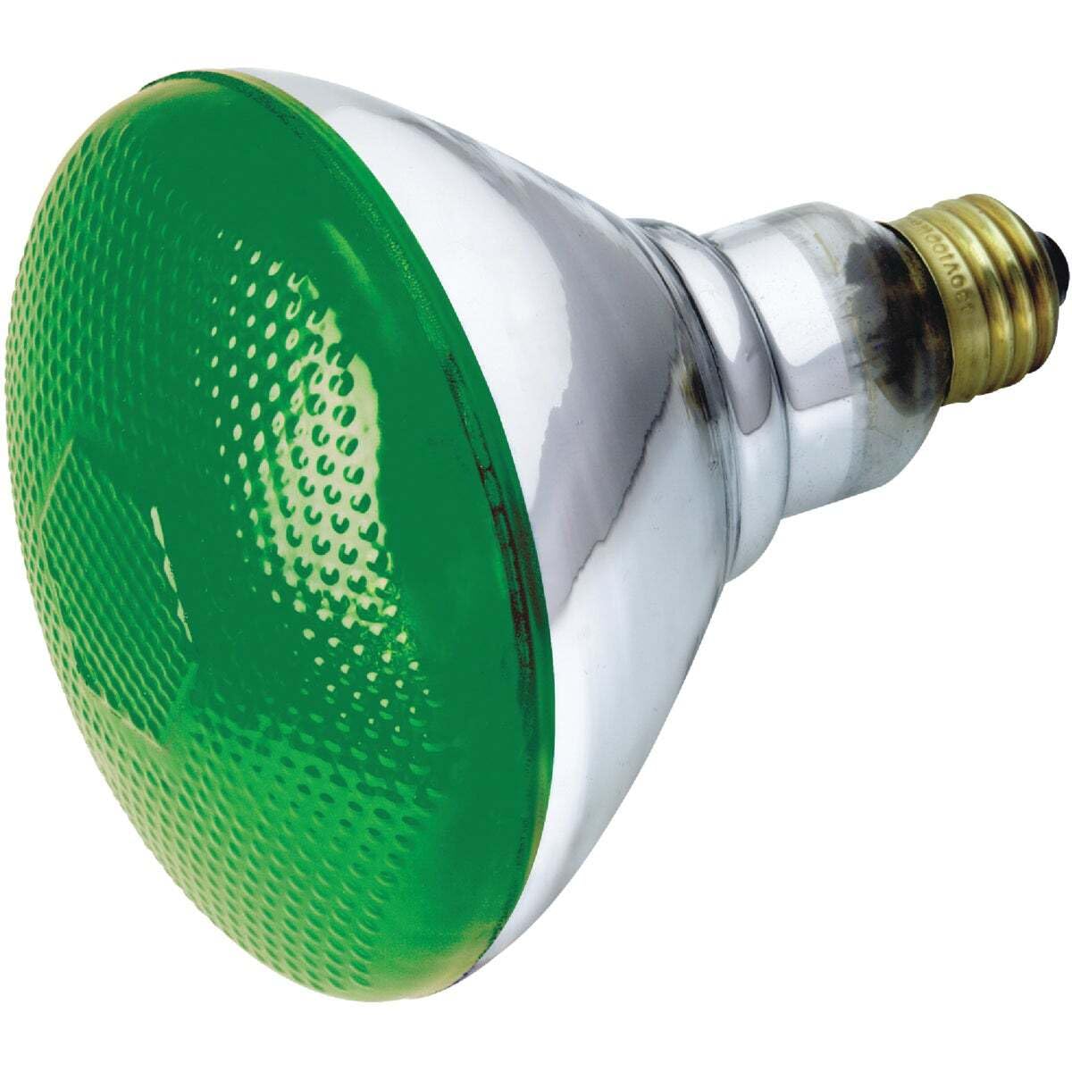 Satco BR38 100W Incandescent Light Bulb, Green, 120V, Glass, Model S4427, 5.375"