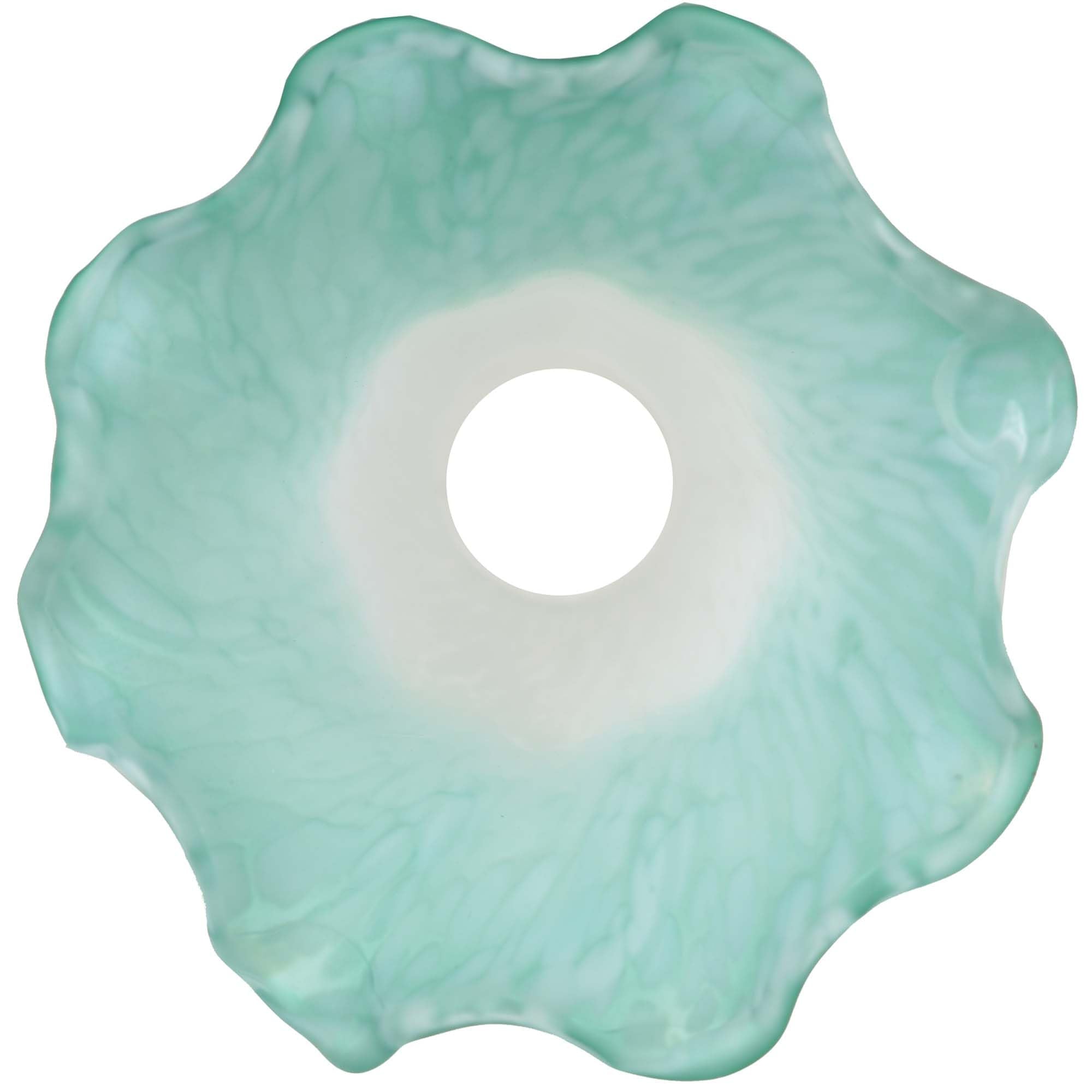 Bieye Lily Flower Blown Glass Lampshade, White Cyan, Small I.D. 0.87" x O.D. 1", Model LILYSHADE