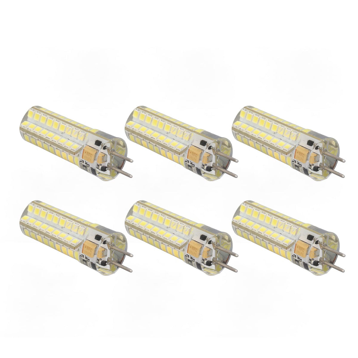 Febuliy Gy6.35 Led Bulb 12V,6Pcs Gy6.35 Led Bulb Energy Efficient 7W 360 Degree Corn Light Bulb Pendant Ceiling Lamps (White Lig