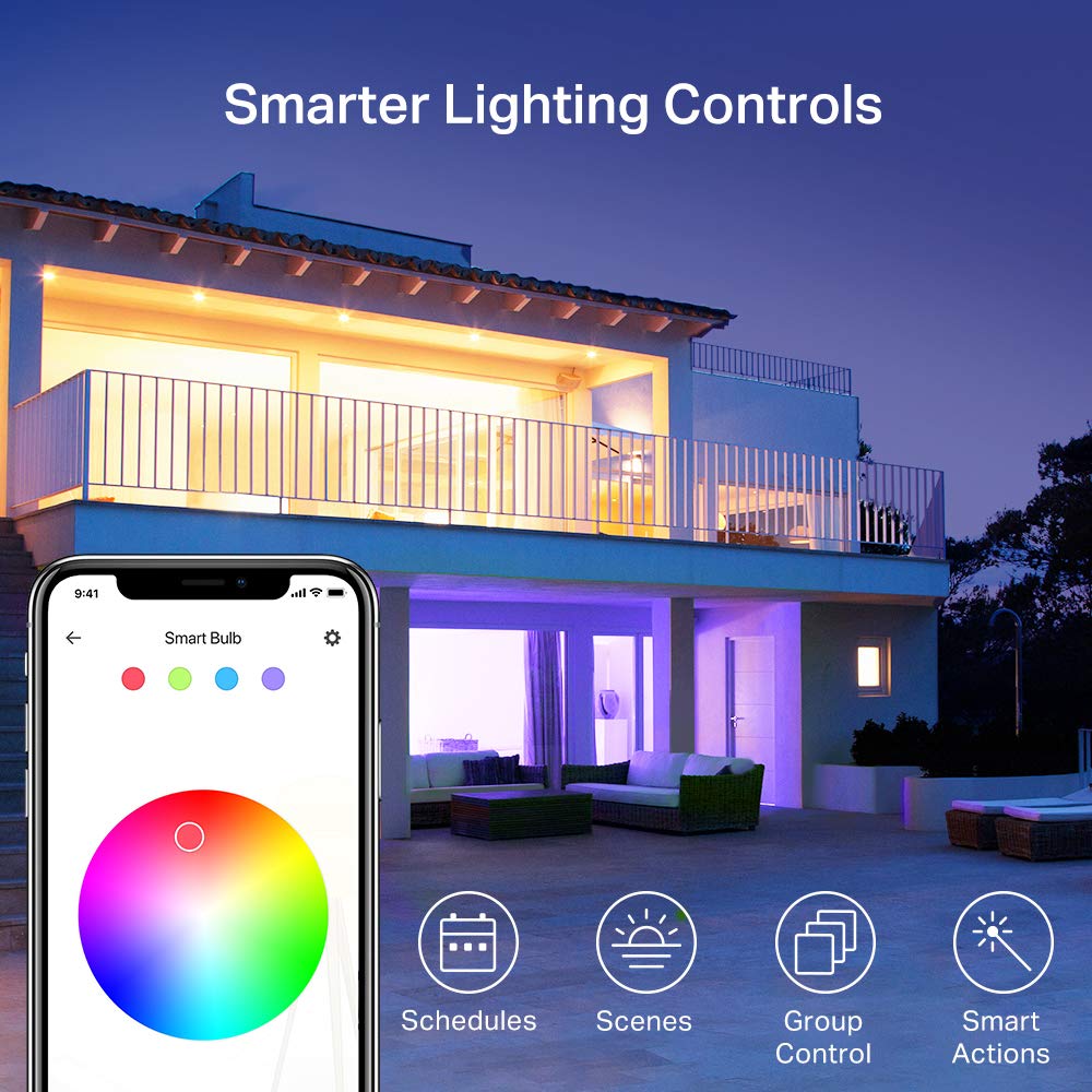 Kasa Smart A19 WiFi Light Bulbs, 60W, Multicolor, Dimmable, 800 Lumens, 2-Pack, Compatible with Alexa & Google Home
