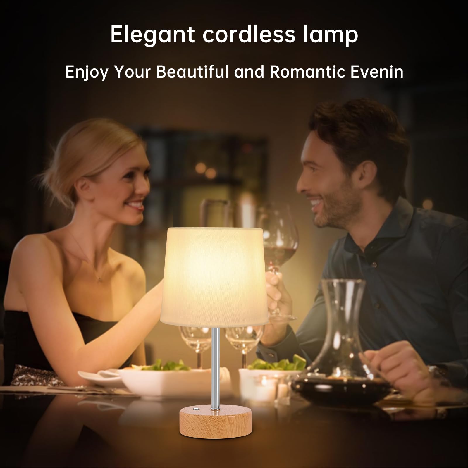 OOFAYBILL Cordless Table Lamp, Built-in 5000mAh Rechargeable Table Lamp Cordless, Small Battery Powered Lamp, Wireless Lamp with