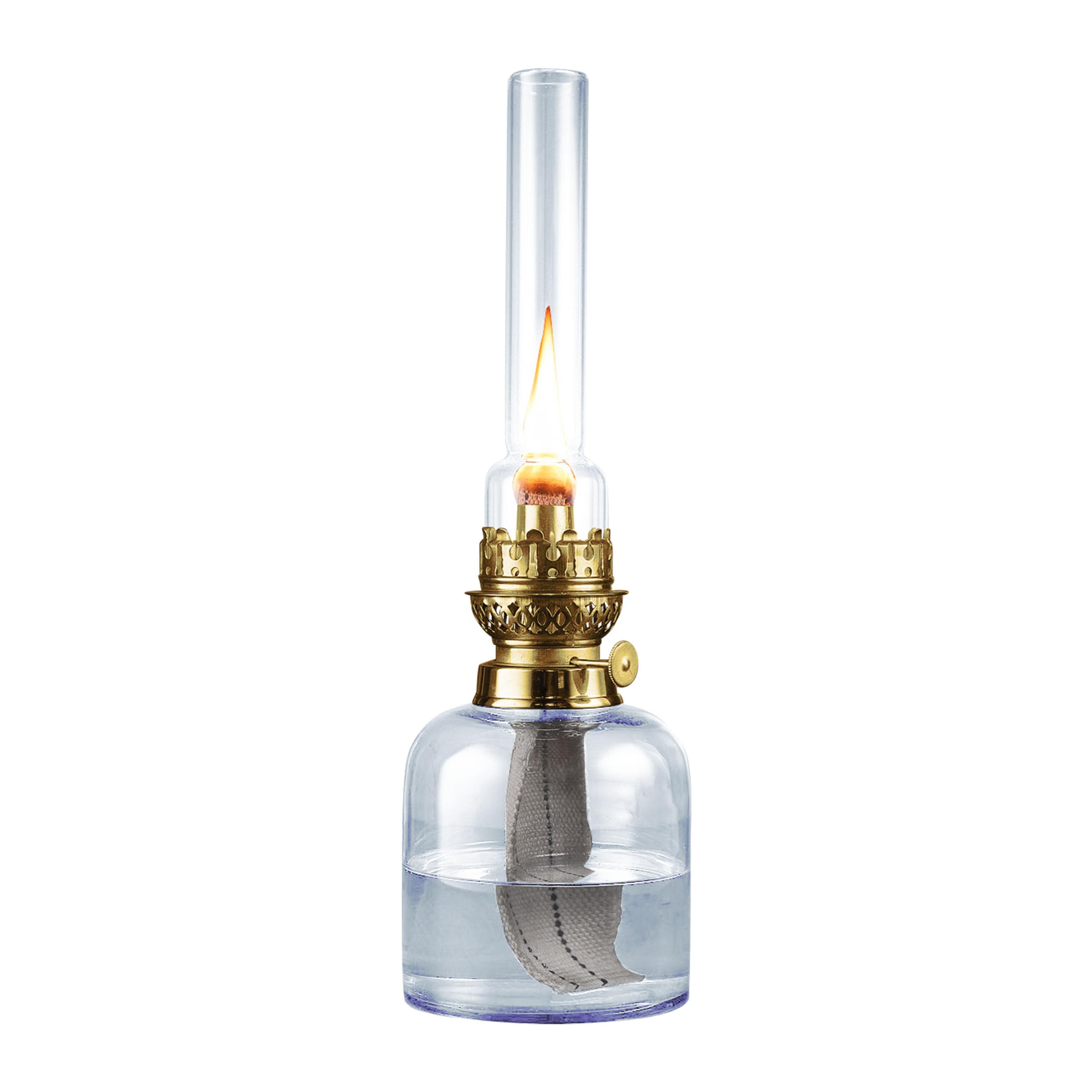 Kings County Tools Oil Lamp - 15.5  Decorative Lamp with Antique-Style Glass Body and Brass Accents - Large Kerosene Lantern with Adjustable Wick - Oil Lamps for Indoor Use (Blue)