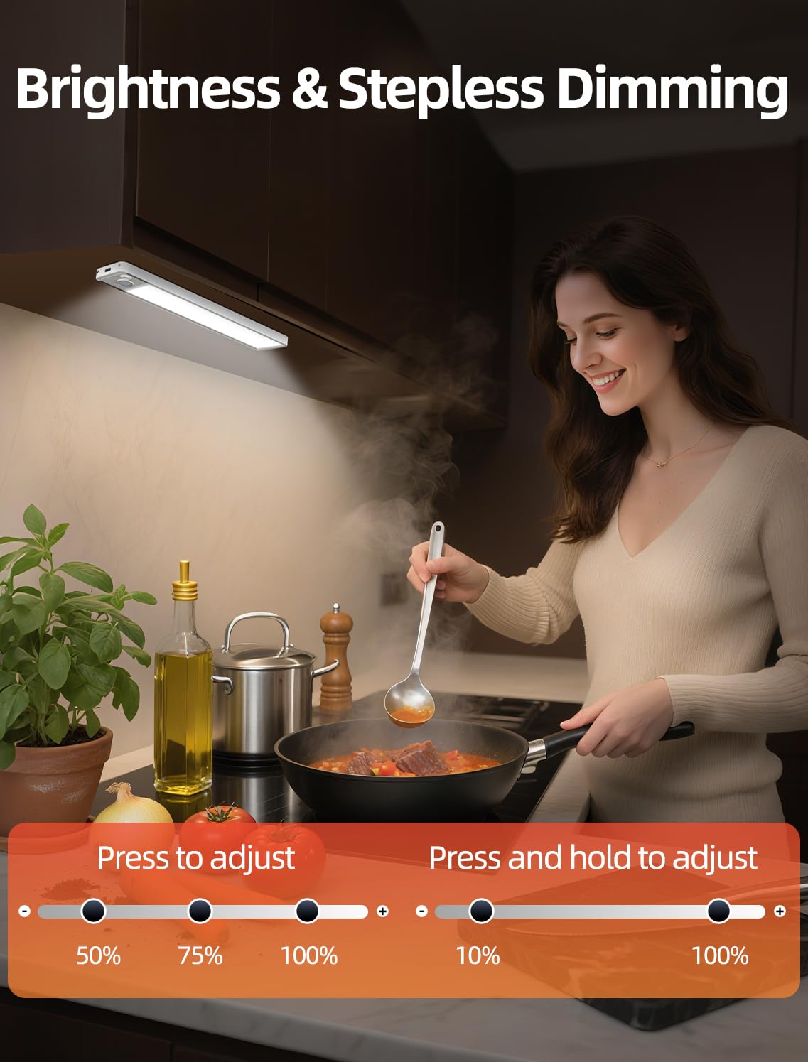 Under Cabinet Motion Sensor Lighting: Dimmable Rechargeable Lights Indoor - Battery Operated Lights - Undercabinet Wireless Closet Light Magnetic Led Light For Kitchen Home Bathroom Counter 3 Pack