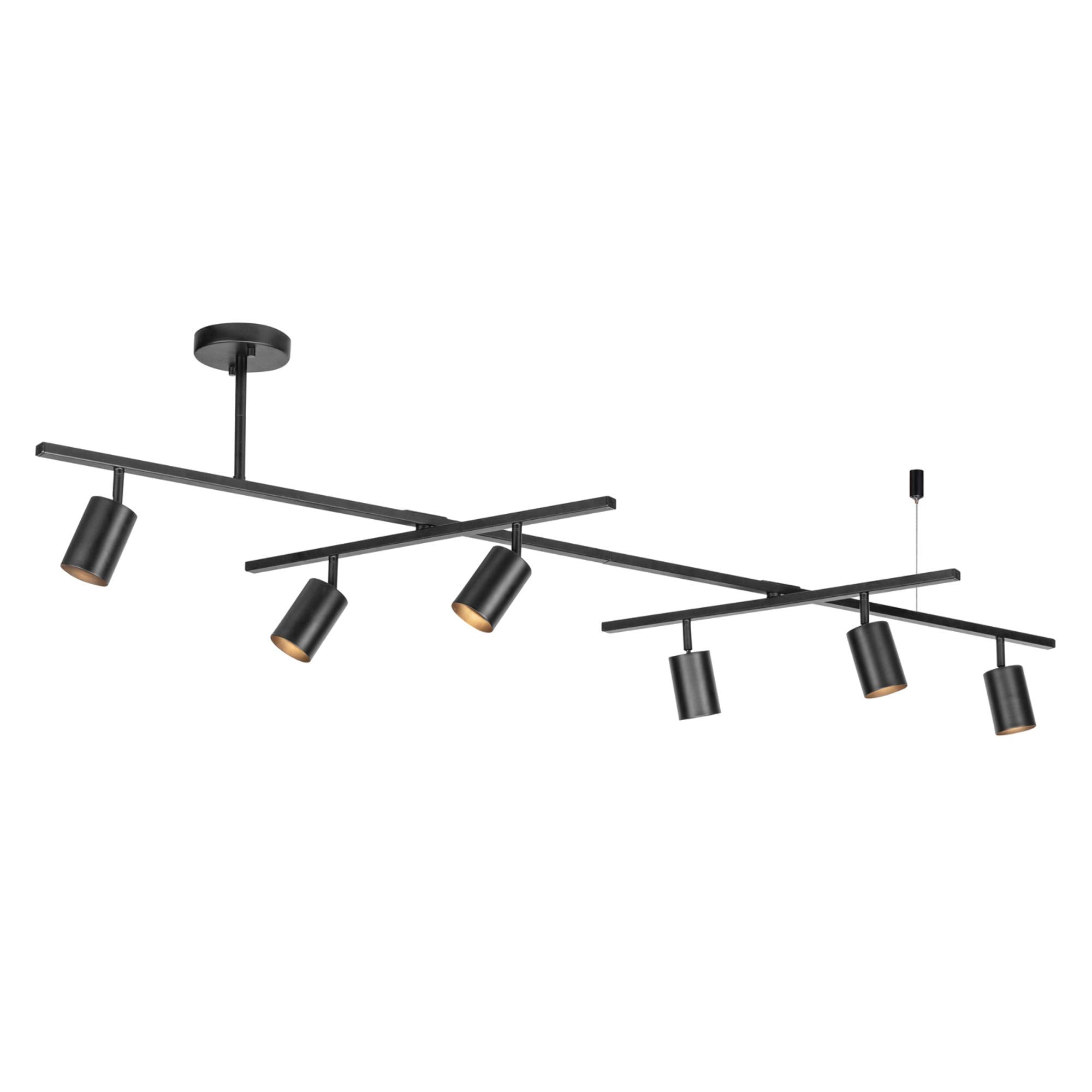 Globe Electric 59829 &quot;West 64&quot;&quot; 6-Light Track Lighting, Matte Black, Center Swivel Bars