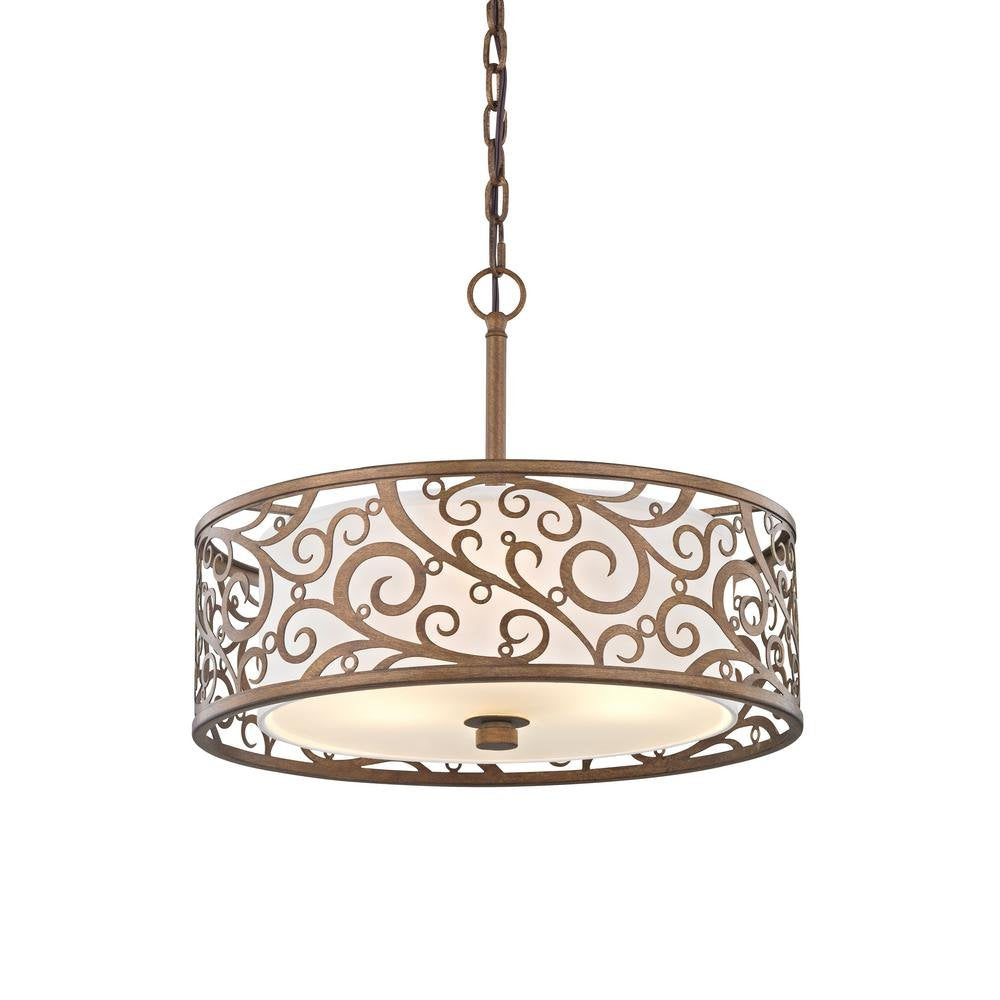 Fifth and Main HD-1073-I Carousel 3 Light 18 Pendant, Burnished Gold