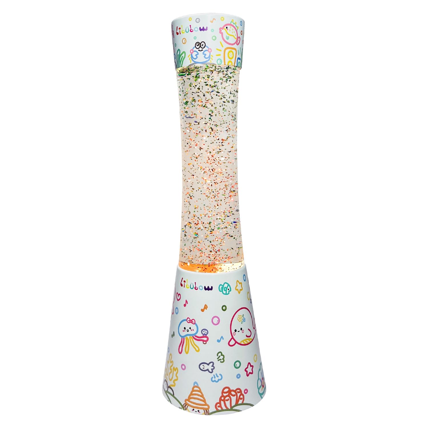 Libubow Rainbow Glitter Lamp, 15.5 Inch, Music Party Decal Base, 2 Bulbs, Starry Night Light, Mood Lighting, Home Decor