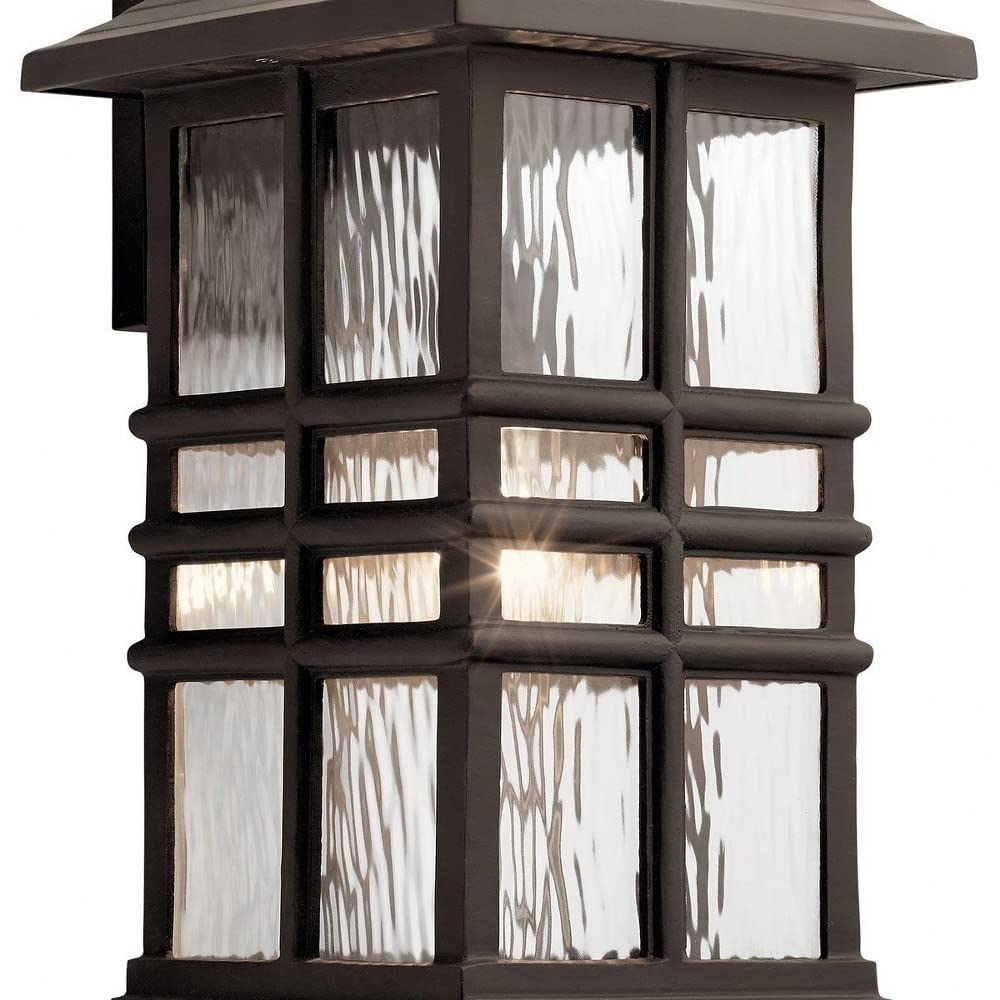 Kichler Beacon Square 17.5'' 1 Light Outdoor Wall Light With Clear Hammered Glass In White