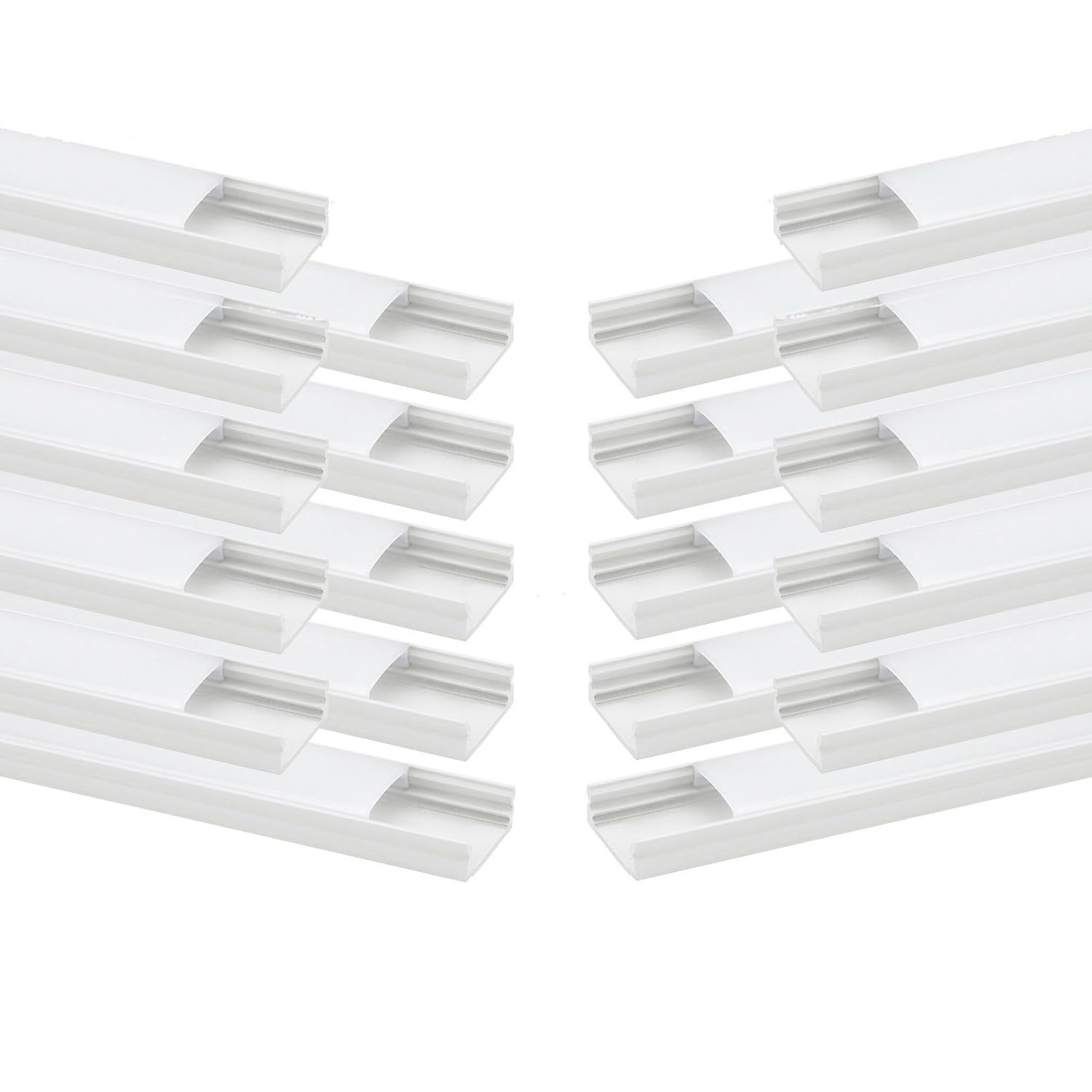 Besseto 20Pack 6.6Ft/2M White Led Aluminum Channel,Led Strip Light Diffuser Aluminum Channel Profile Housing Extrusion For Under Cabinet Counter And Stairs (White-20Pack 6.6Ft)