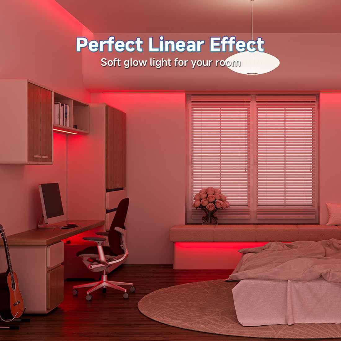 Btf-Lighting Fcob Cob Led Strip Red Color 480Led/M 16.4Ft Dc24V Flexible High Density Uniform Light 8Mm Width Bright Dimmable Fo