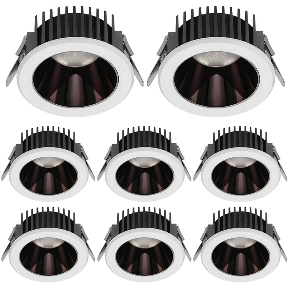 UDWTMTPRT 8 Pack Anti-Fog Downlight Adjustable Angle Spotlight Bathroom Recessed Light 3-4.5inch LED Eyeball Lamp 12W15W24W Dimm