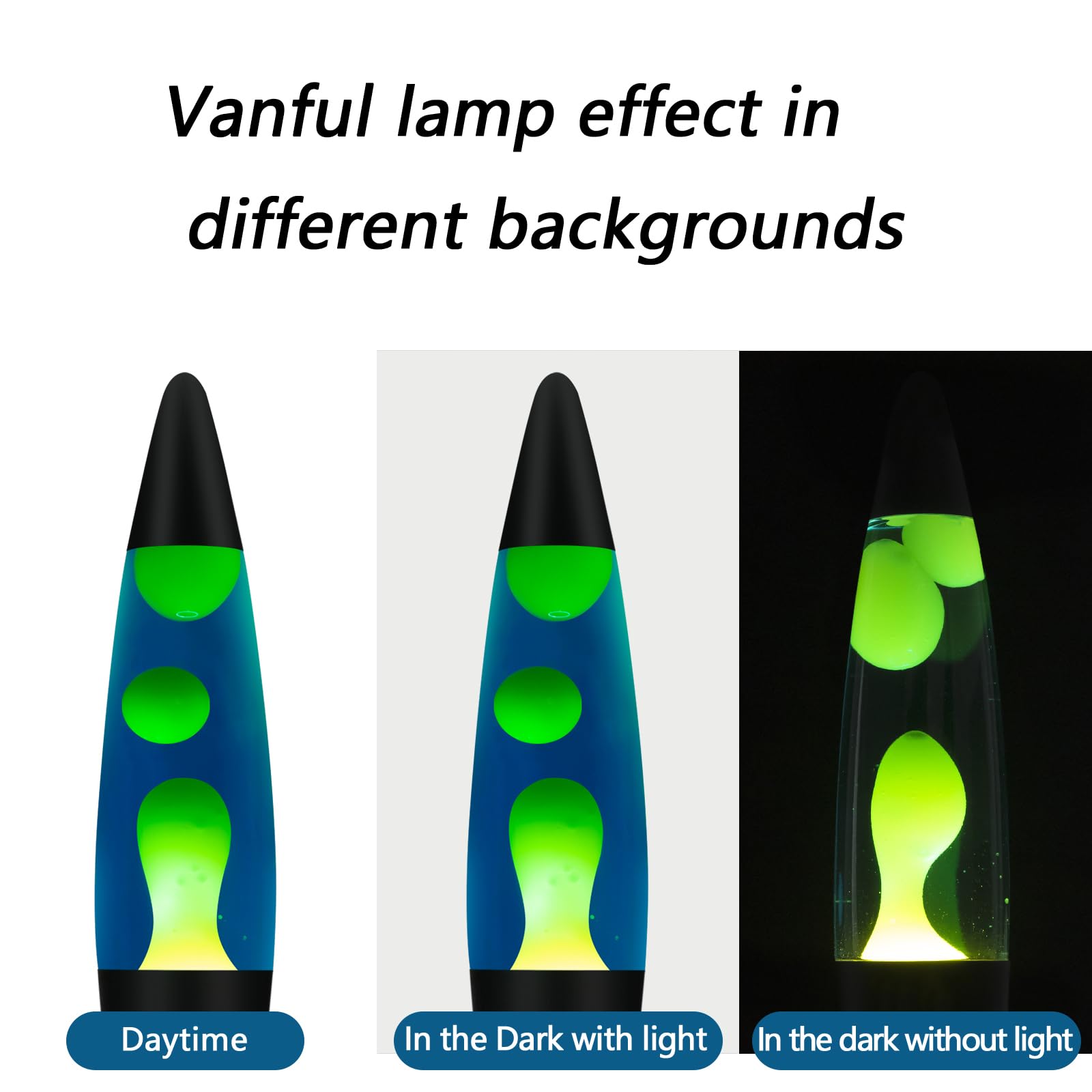 Vanful Magma Lamp - 16in Glitter Volcano Lamp with Yellow Wax in Blue Liquid, Aluminum Material, Great for Home Decor and Gifts