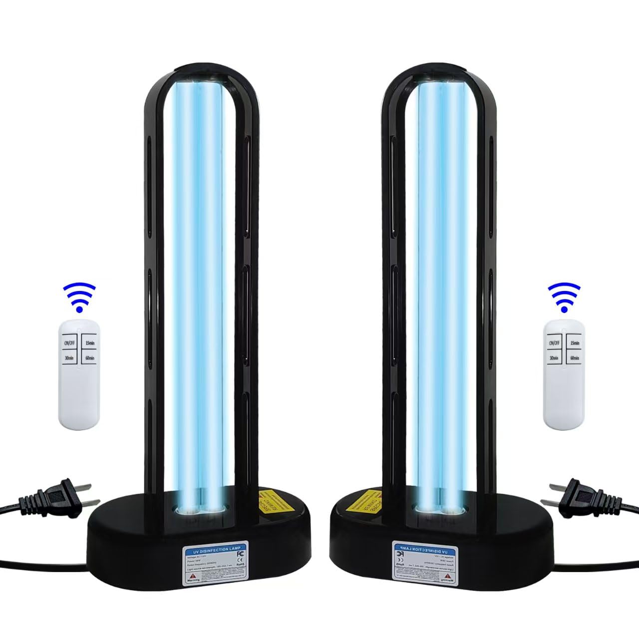 BAIMNOCM UV-C Lamp 38W 2 Pack with Remote Control, Quartz Light, Model MTP-25W