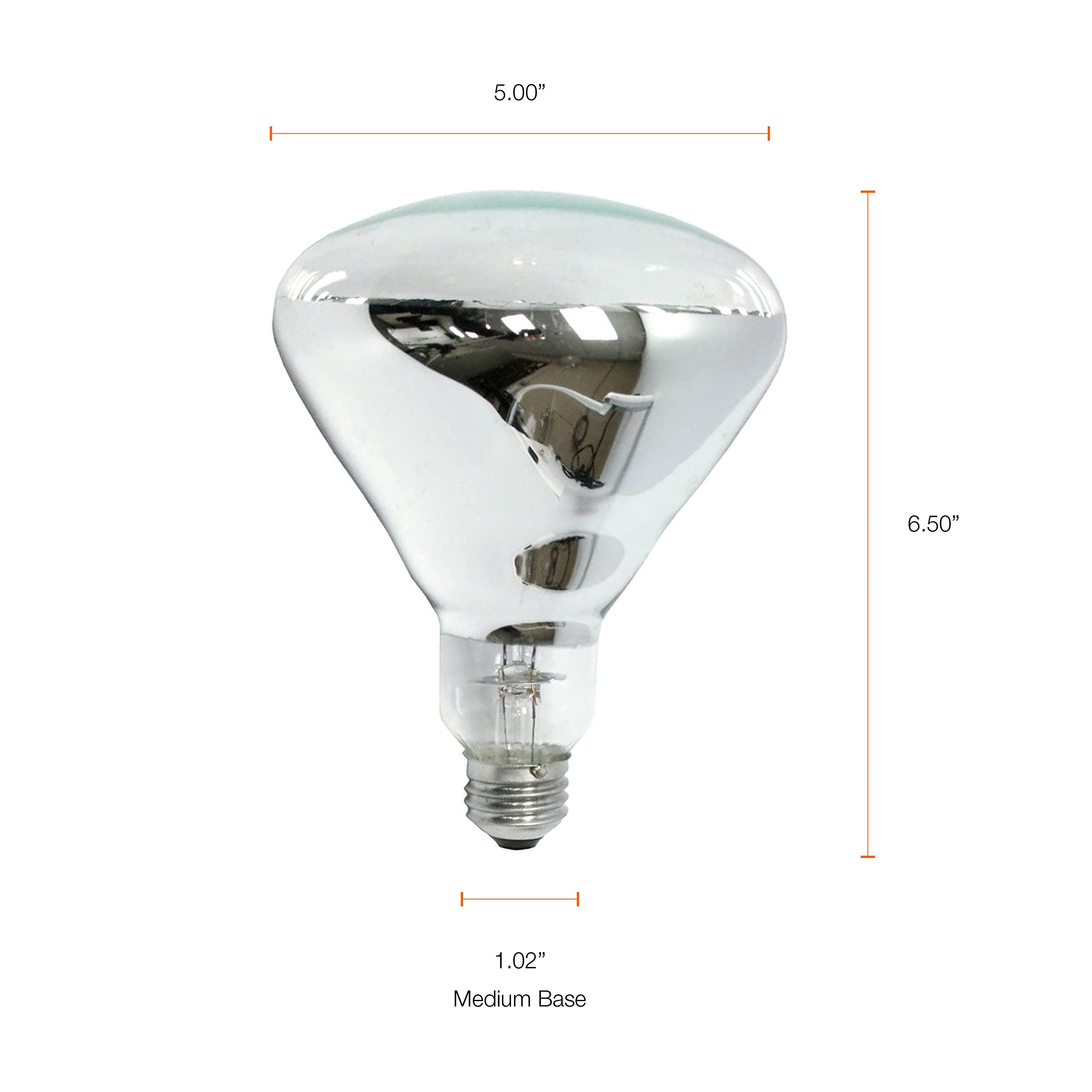 SYLVANIA BR40 Brooder Heat Lamp Light Bulb, 125W, Clear Glass, Model 15451, 1 Count