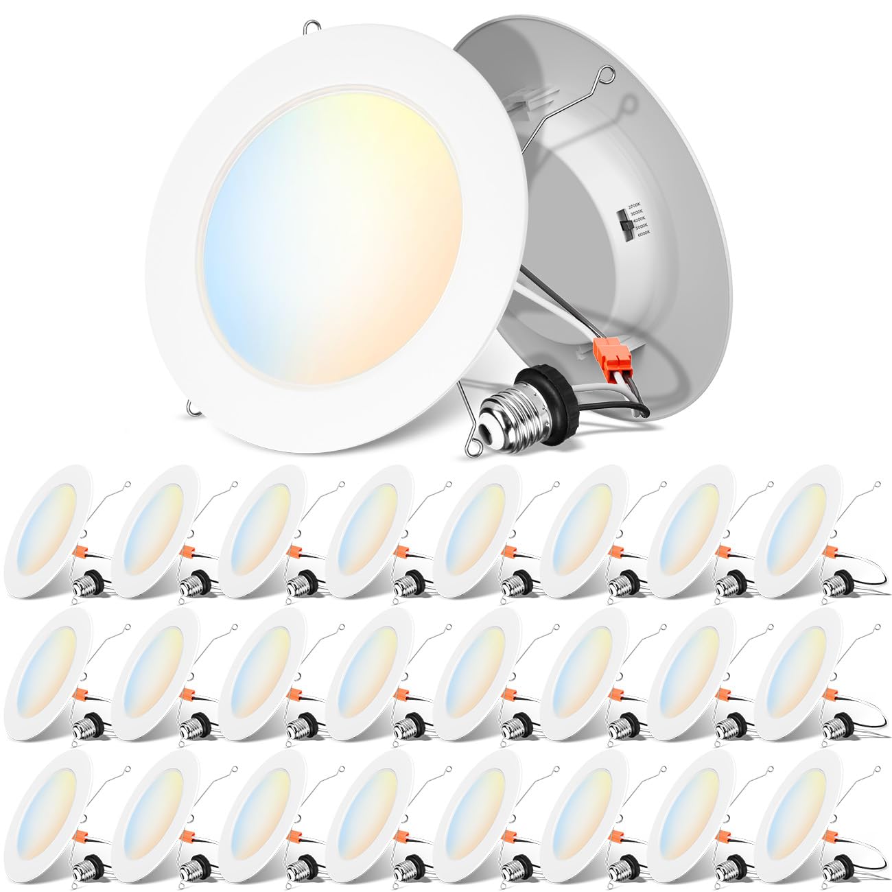 ANWIO 6 Inch Recessed Lights 5CCT 10W Dimmable LED Can Lights, White, 24 Pack, Model AN-DLB11-D610T-1000