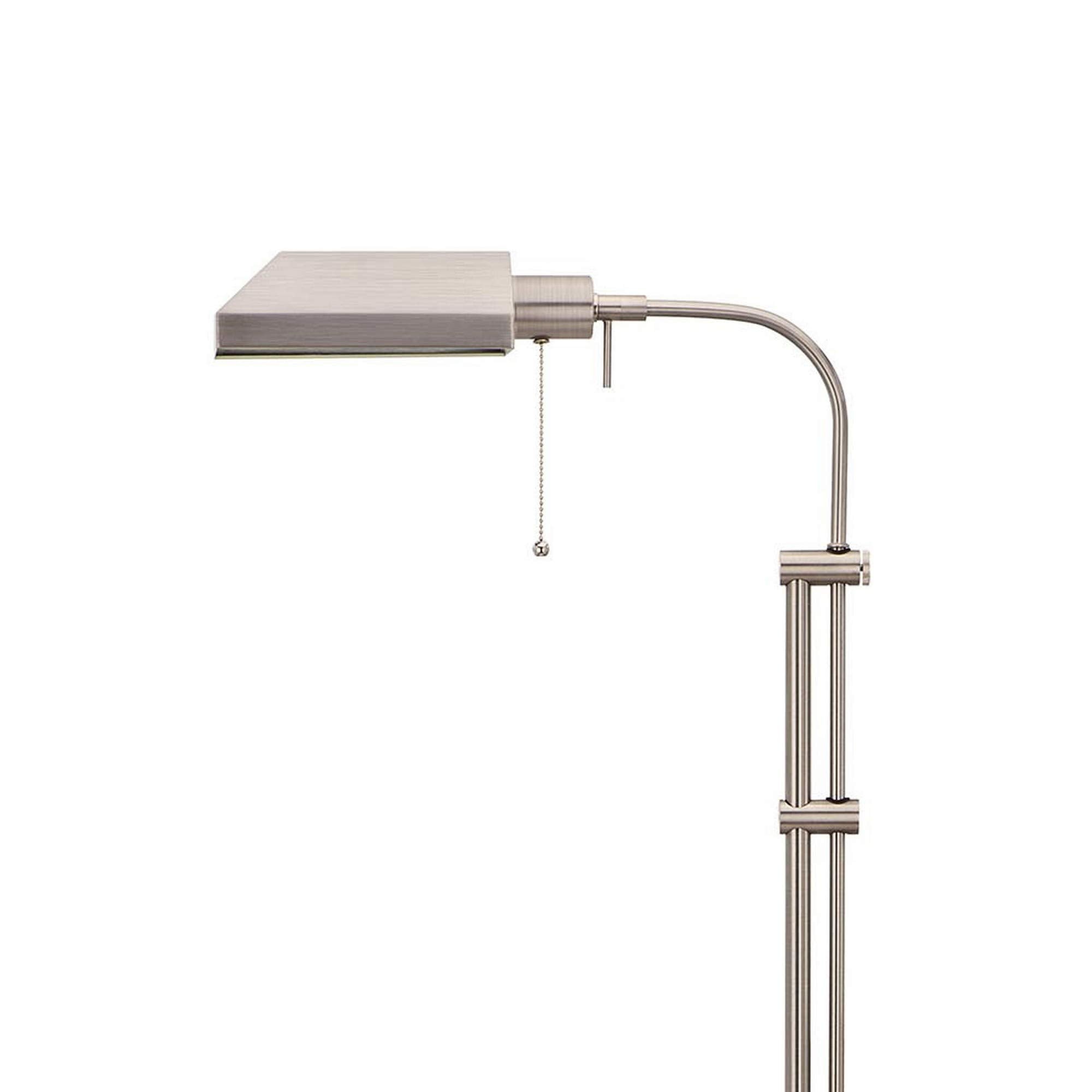 Benzara Metal Floor Lamp, Adjustable Pole, Rectangular Design, White, Model BM225080