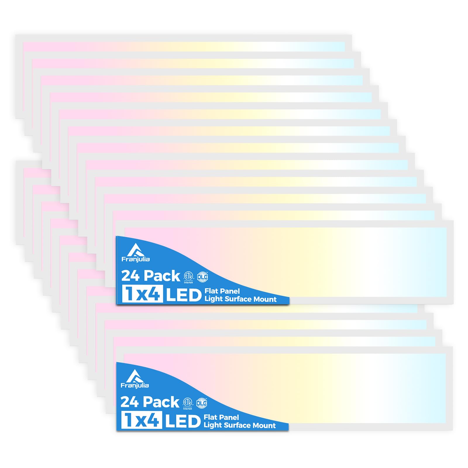 Aikvsxer 24Pack 1X4 Led Flat Panel Light Surface Mount Led Ceiling Light, 5500Lm 50W Triac 10-100% Dimmable, 3000/4000/5000K Ac1