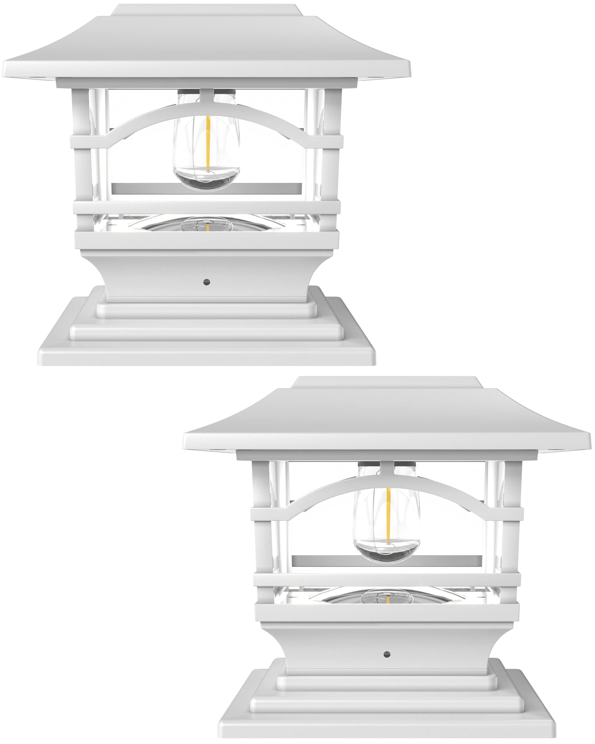 Davinci Lighting Edison Solar Outdoor Post Cap Lights - 4x4 5x5 6x6 - Bright LED Light for Fence Deck Garden or Patio Posts - Pe