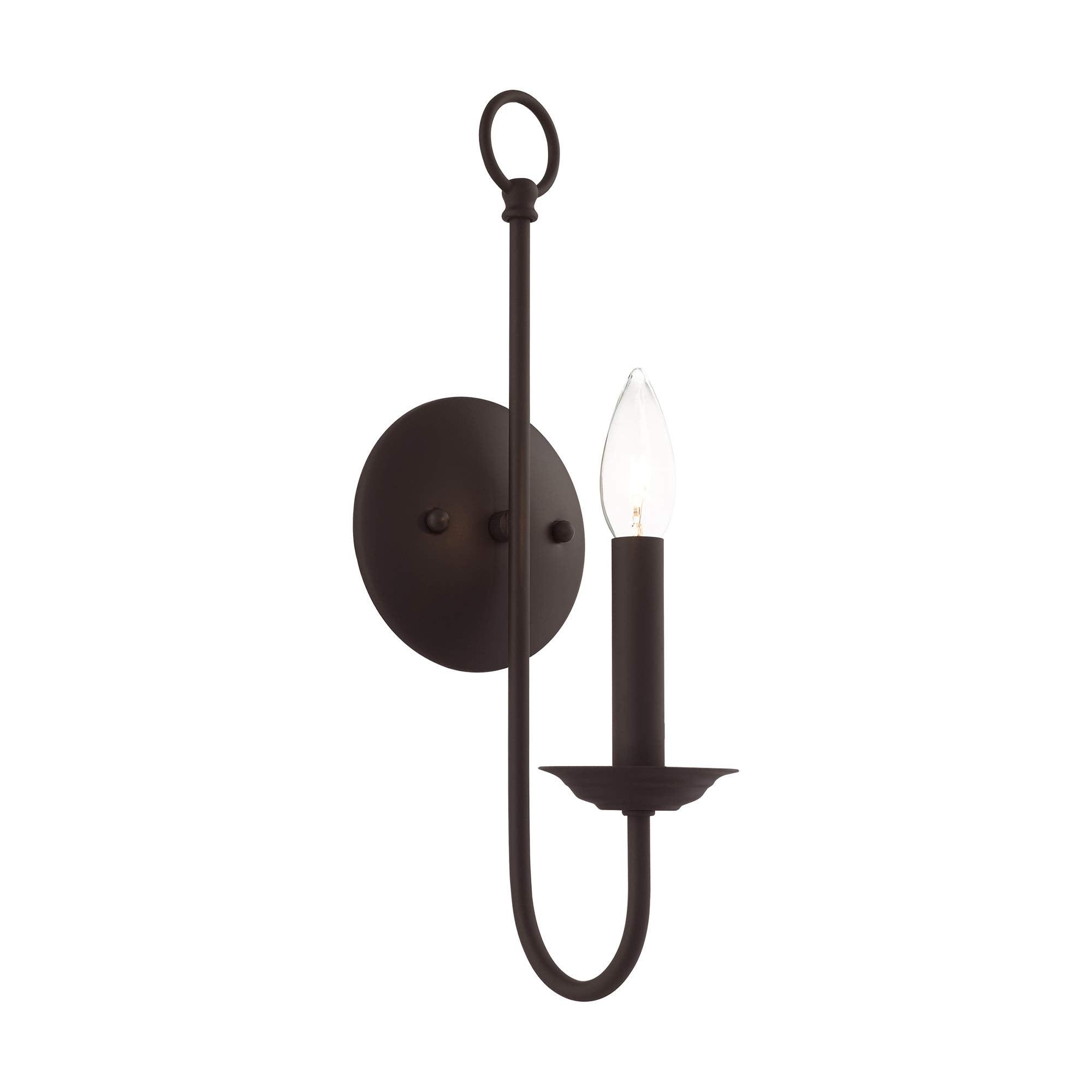 Livex Lighting 42681-07 Steel Wall Sconce For Home Decor; Stylish Wall Decor, 1 Light Fixture Bronze Finish