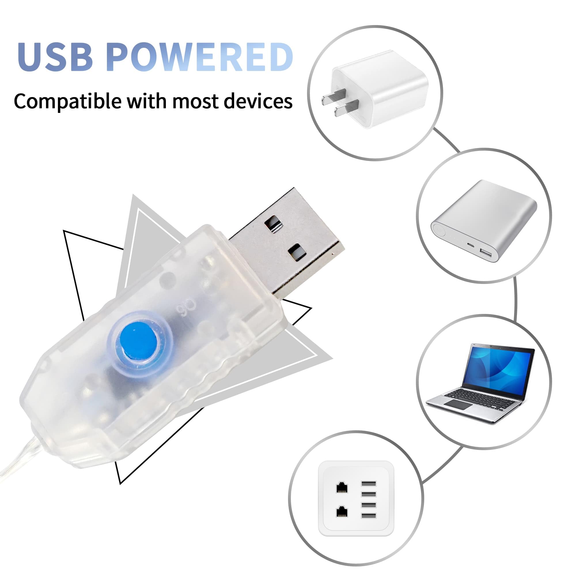 Fairy Lights 40 FT 100 LED USB Twinkle String Lights Plug in Lights with Remote and Timer 8 Modes Waterproof Silver Wire for Bed