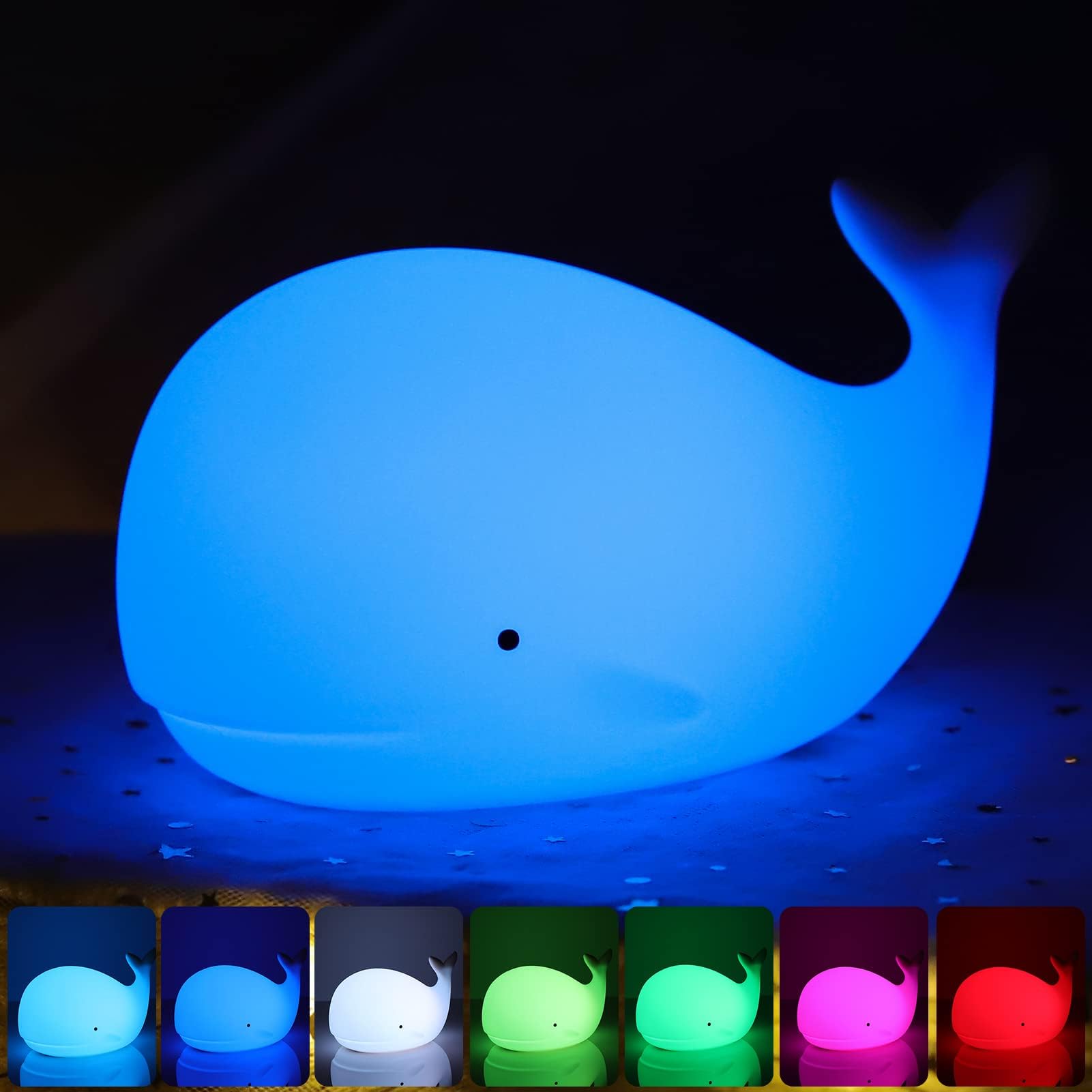 Loveruis Cute Night Light For Kids - Nightlight For Children Animal Whale Night Lamp Birthday Halloween Christmas Gift With Color Changing Usb Rechargeable For Toddler Baby Bedroom (Whale)
