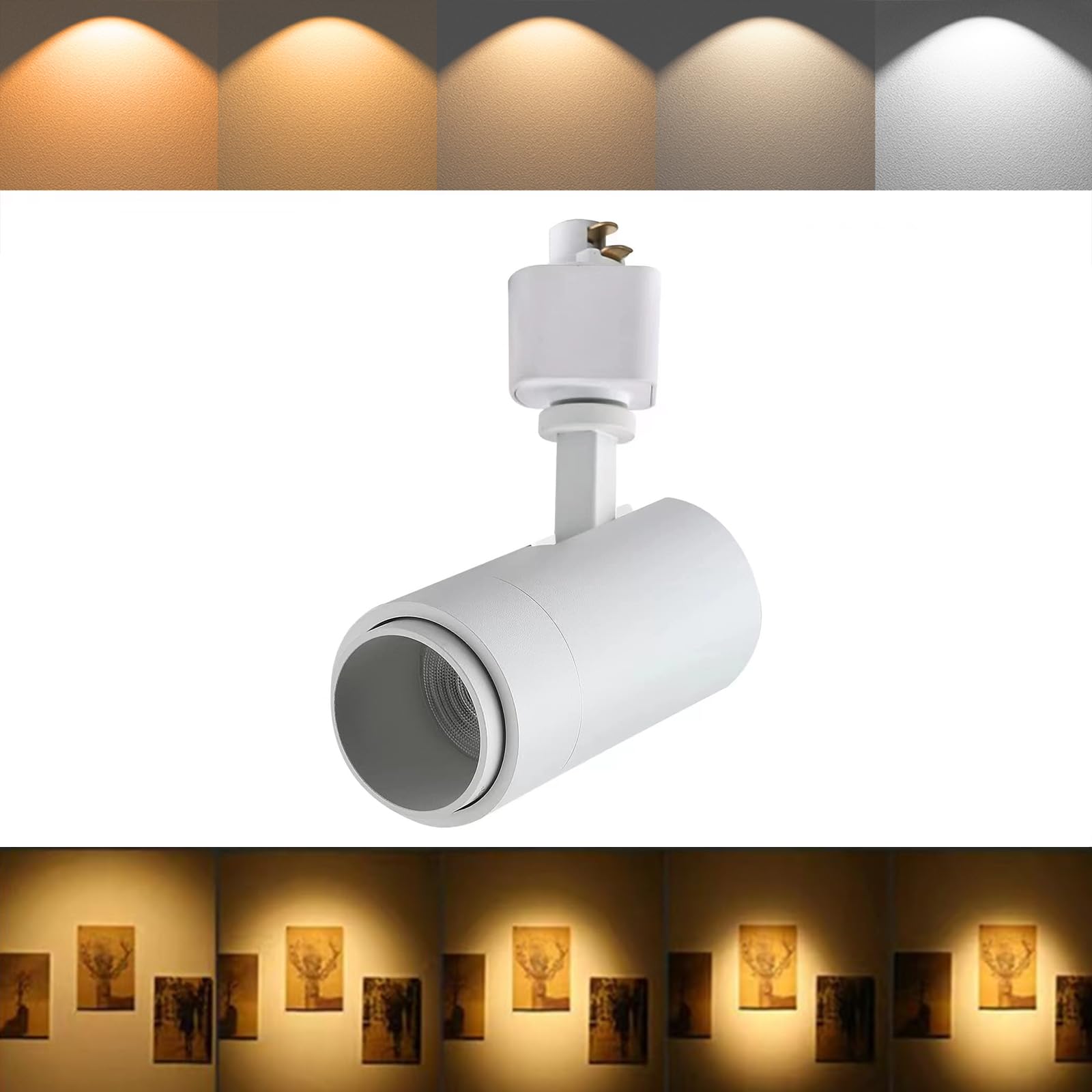 Ajbvp 5CCT LED Track Lighting Heads 12W Dimmable,Zoomable Beam15/24/36/45/60,2700K/3000K/3500K/4000K/5000K,Single Circuit H Trac