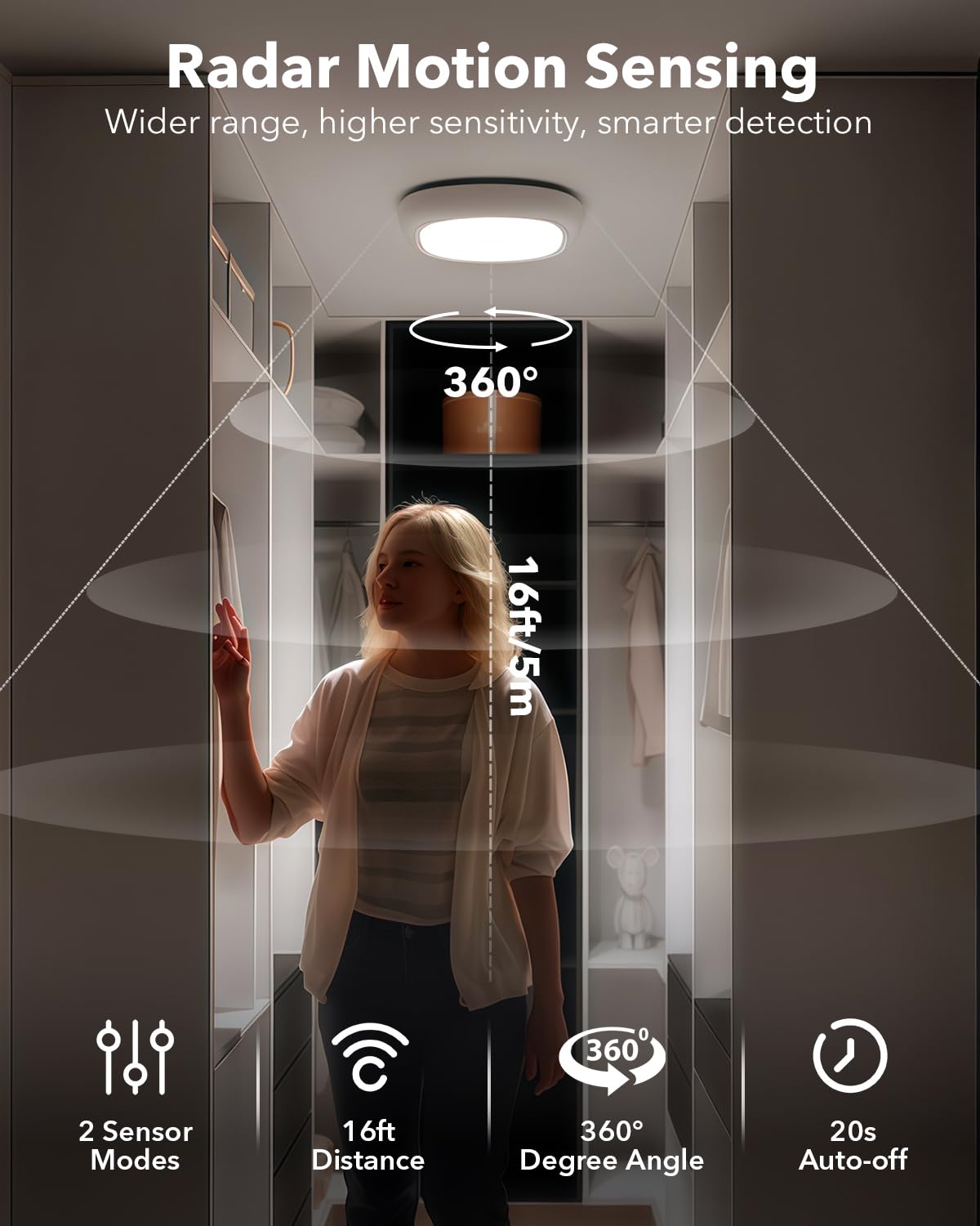 Tedmos 2 Pack Rechargeable Motion Sensor Shower Lights, Wireless Ceiling Light, Battery Operated, White, Model 0ce059d3-37e5-4d09-baed-d230