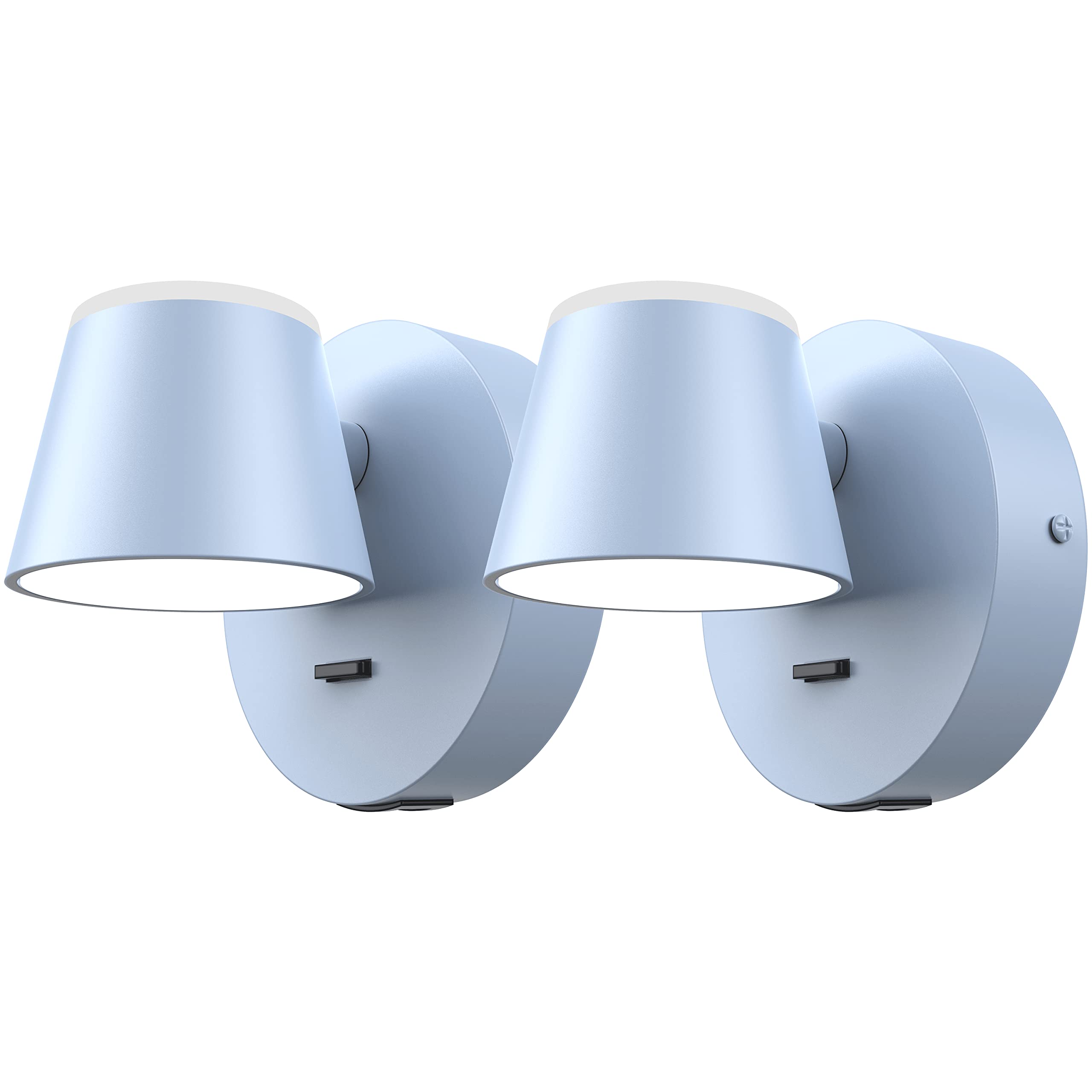 URSOLA LED Wall Sconce Set of Two, Hardwired 2 PCS, Metal, Blue, USB Charging Port, Model 7540-1T