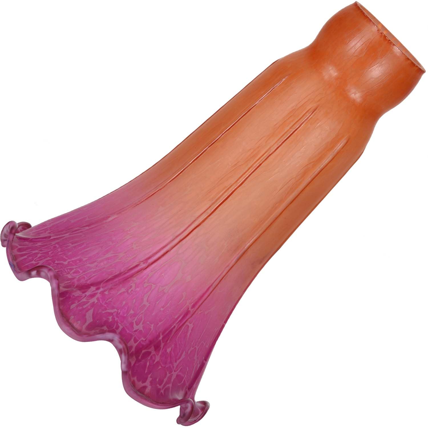 Bieye LS21 Lily Flower Blown Glass Lampshade (Orange Purple, Opening I.D. 1.26'' x O.D. 1.5'')