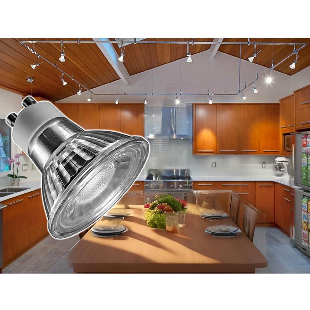 Zorvoxly GU10 LED Light Bulbs, 5W Dimmable Daylight 5000K, 2 Pack, Waterproof Glass Reflector