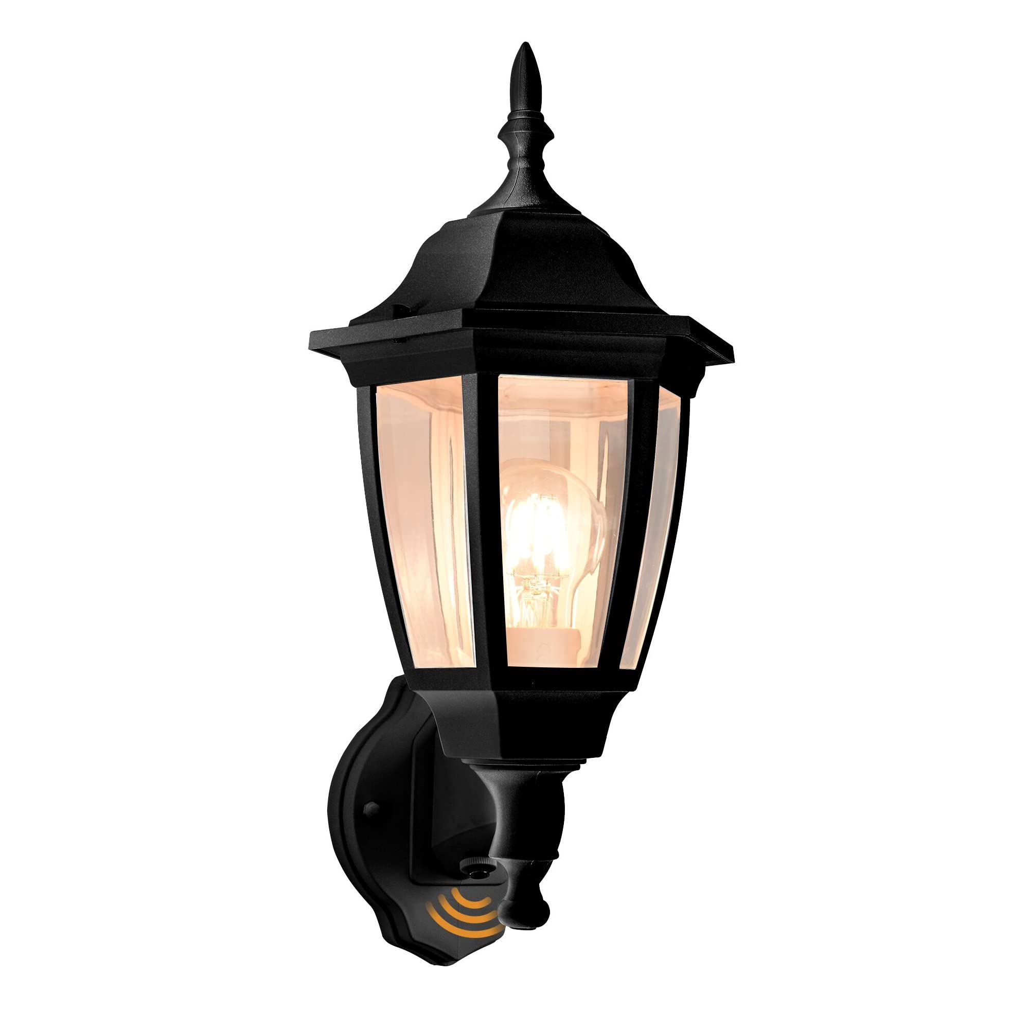 FUDESY Outdoor Wall Light, Dusk to Dawn Sensor, Black Plastic, LED Edison Bulb, 1-Pack, Model FDS2542PS-B