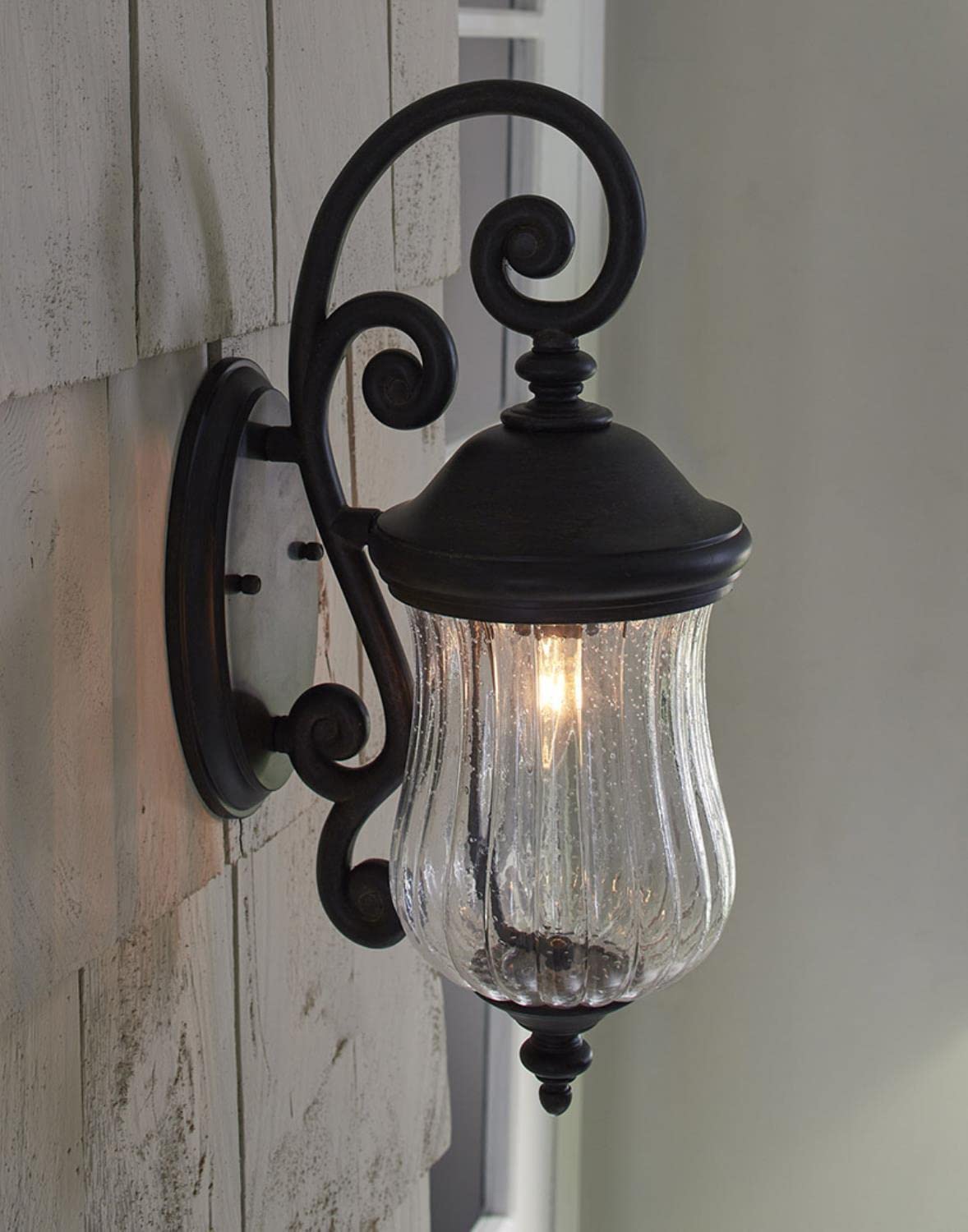 Acclaim Lighting 1-Light Outdoor Wall Lantern, Glass, Black Coral, Model 39702BC, Size 6.75 x 18