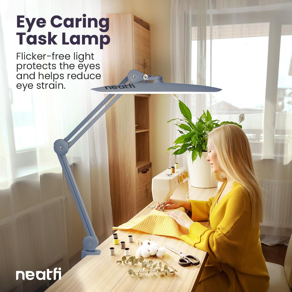 Neatfi XL LED Task Lamp, 2200 Lumens, Dimmable, 24W, 20" Wide, Gray, Model 9501LED