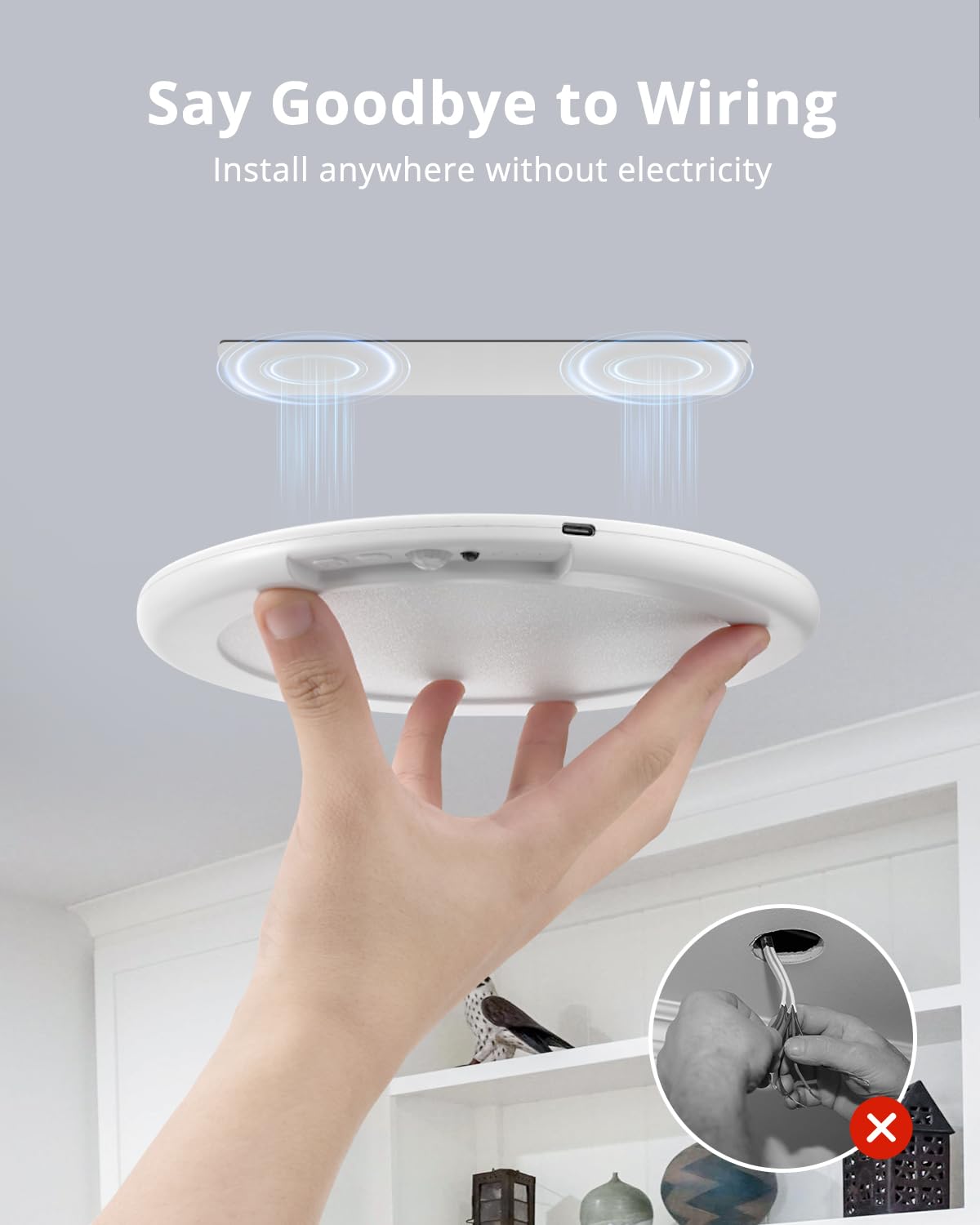 Combuh 2Pack Rechargeable Motion Sensor Closet Light, Battery Operated Ceiling Light With Remote, Dimmable Timing Cordless Showe