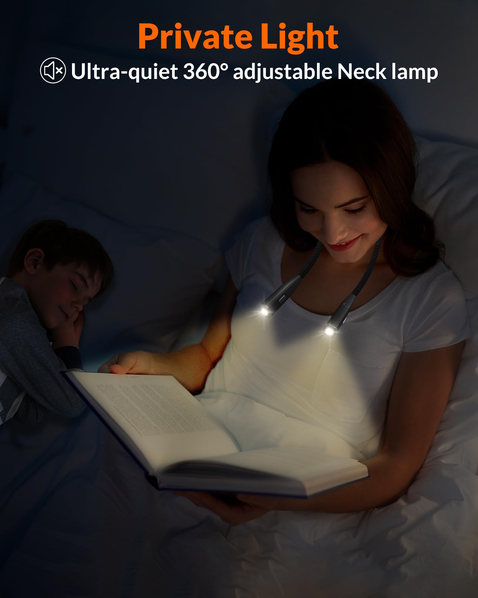 Lepower-Tec Neck Light - 3-Color & 5-Brightness, Comfortable Silicone Arm, Eye-Caring For Reading, Knitting, Crafting