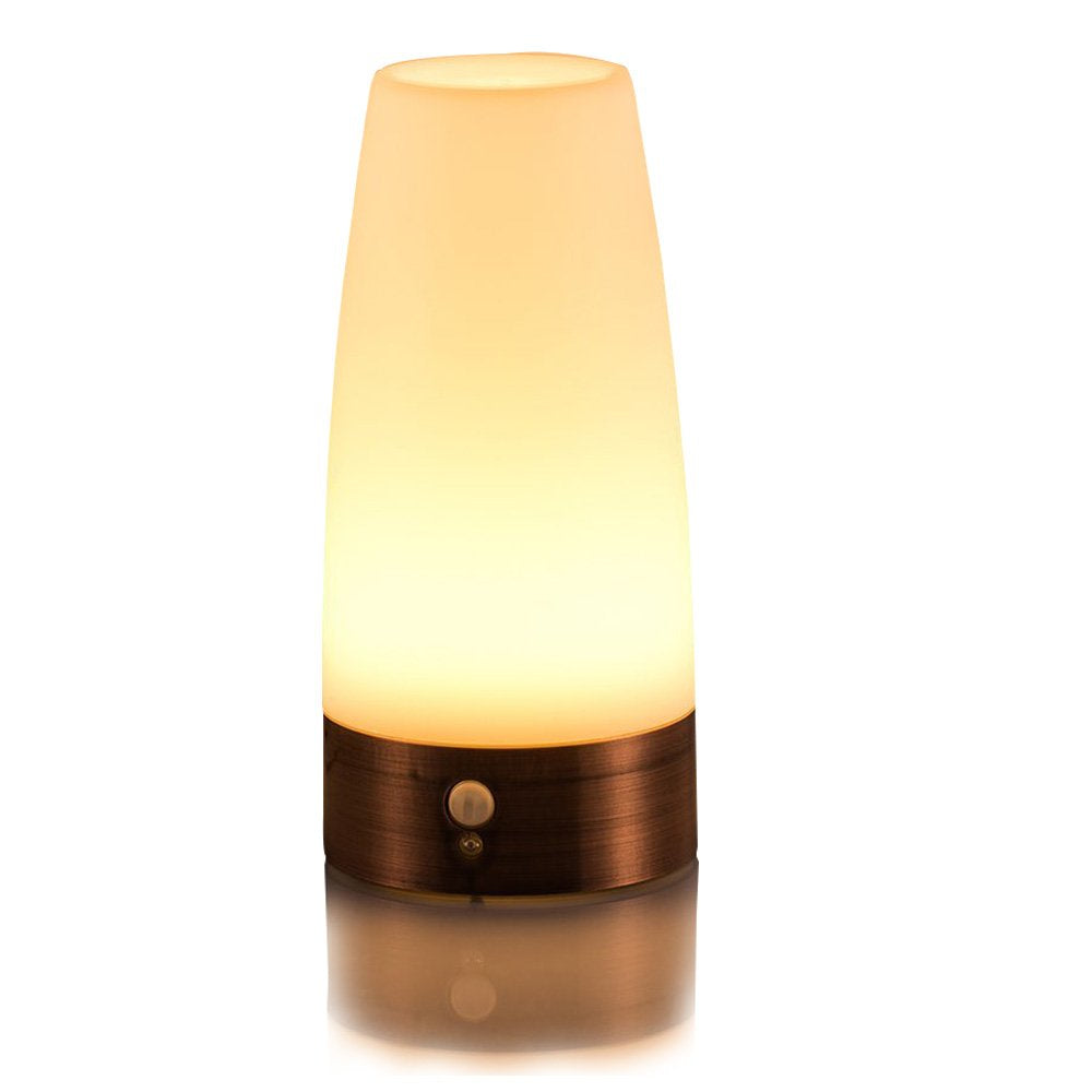 ZEEFO Retro LED Night Light with PIR Motion Sensor, Battery Operated, Yellow, Model H600R, Portable for Indoor/Outdoor Use