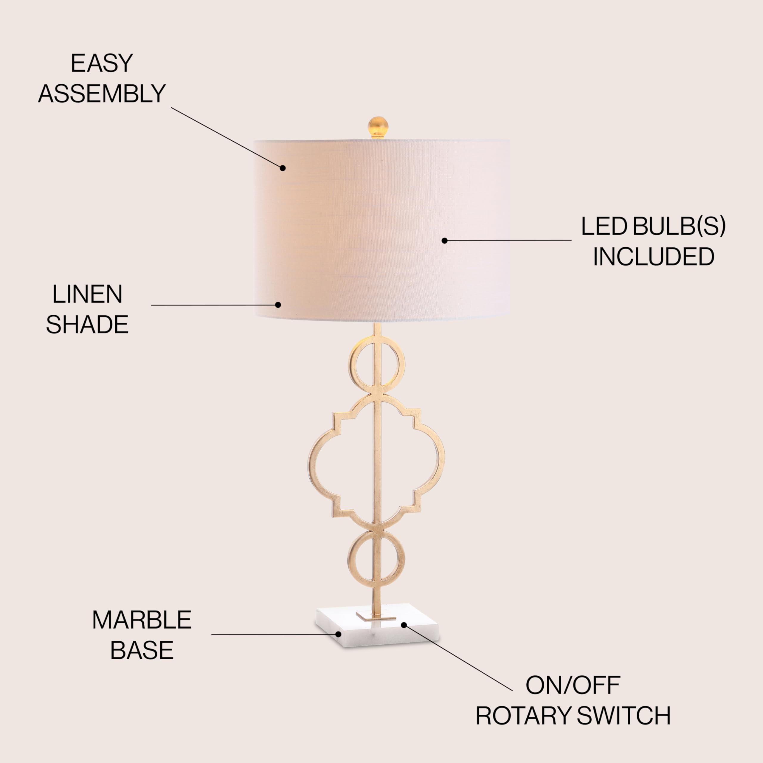Jonathan Y Jyl3026A July 31'' Metal Led Table Lamp Modern Contemporary Bedside Desk Nightstand Lamp For Bedroom Living Room Offi