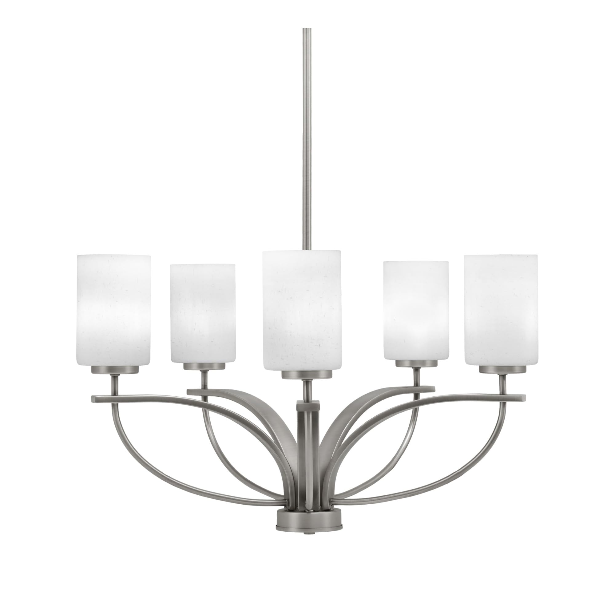 Toltec Lighting Cavella 5 Light, Uplight Chandelier, Graphite Finish, 4" White Muslin Glass