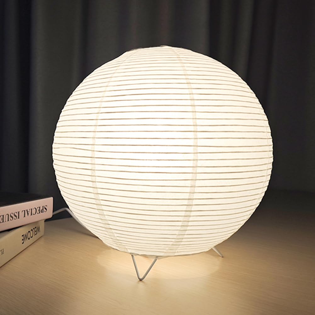 Yy Yearchy Table Lamp Paper Lamp Standing Lamps With Rice Paper Shade For Bedroom Livingroom (Ball 2 Pack)